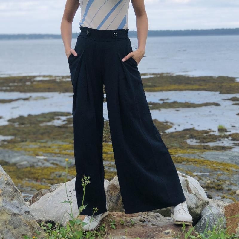 (SOLD OUT)1930s Betty Nautical Sailor Pants - Dark Navy Blue(FM142)