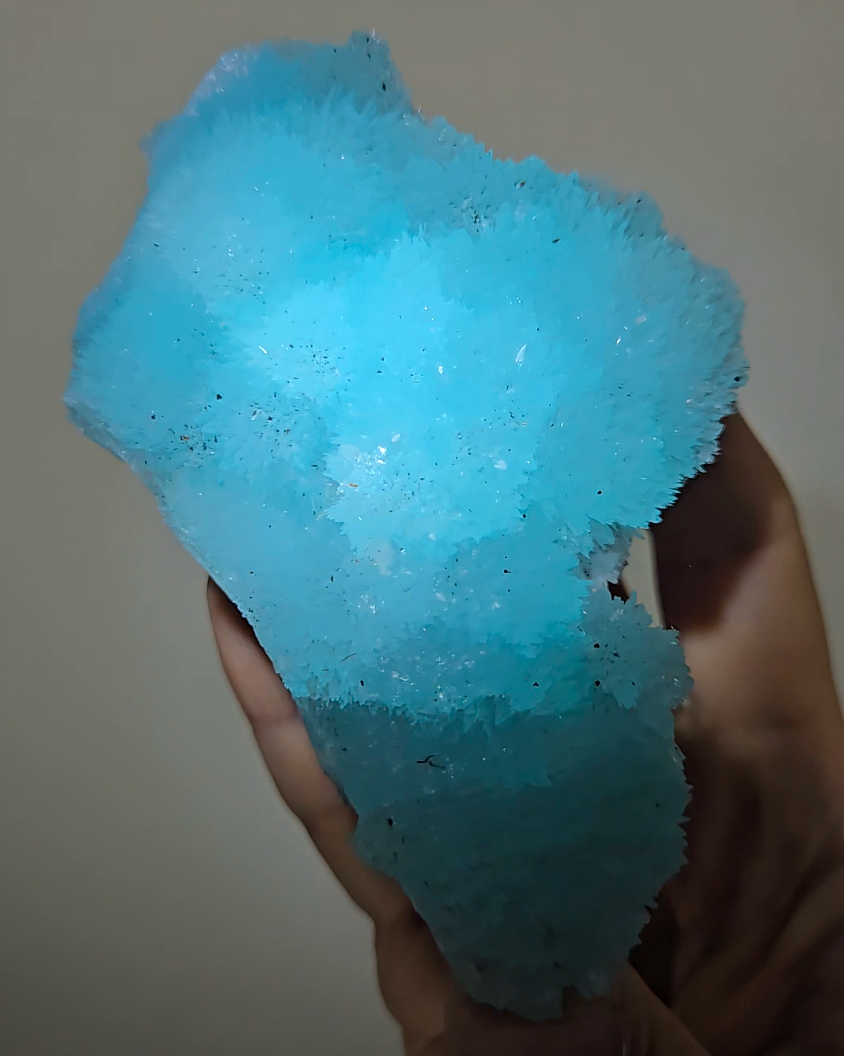 Blue aragonite needle cluster with bubble formations - AR44