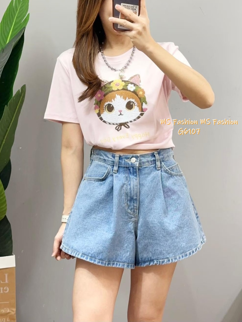 G6107 韓國🇰🇷刺繡貓咪tee