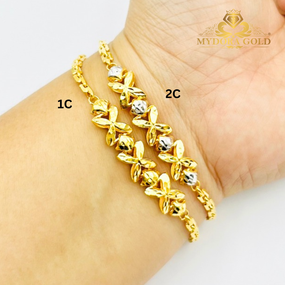 MYDORA Rantai Tangan Sauh Fesyen Bunga Marissa l EMAS 916/22K