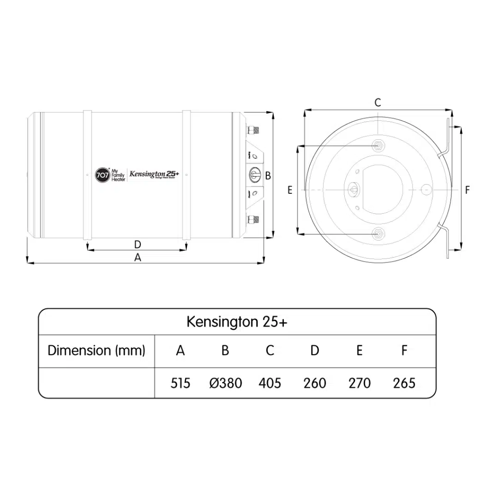 707 Kensington+ Storage Tank Heater 25L 35L EIU EOR