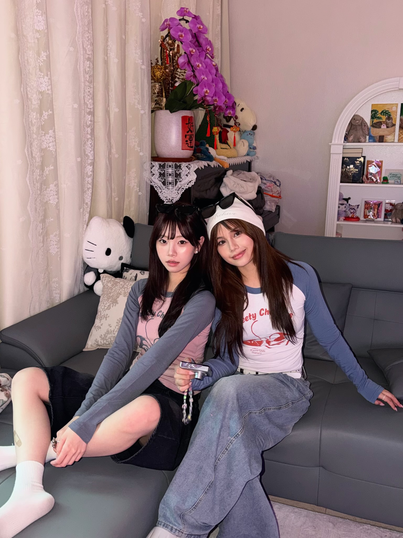 韓國車厘子撞色牛角袖薄Tee