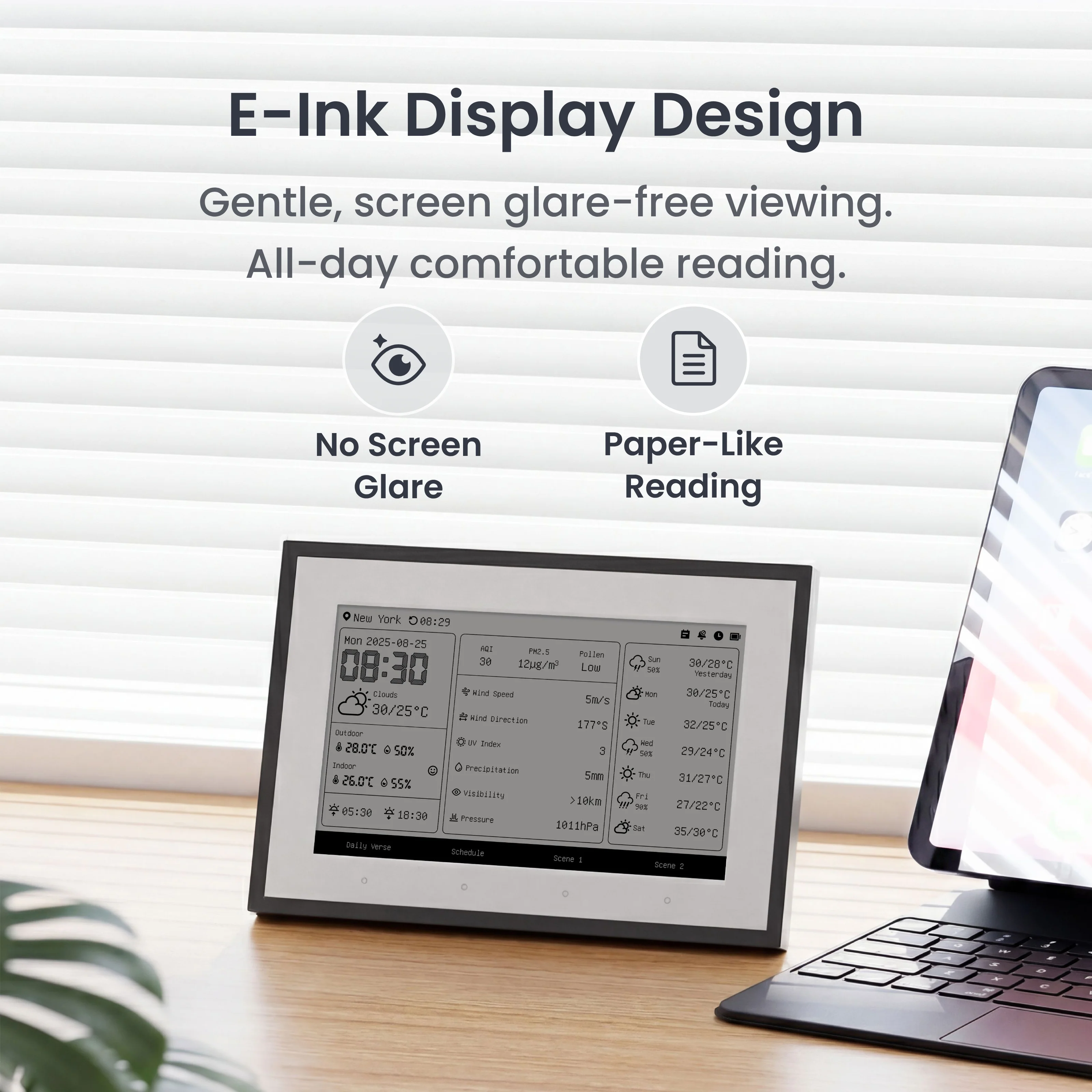 香港行貨 SwitchBot E-INK 資訊看板 Weather station （資訊站 - 集中顯示天氣、溫度、濕度、空氣品質、日曆及待辦事項）