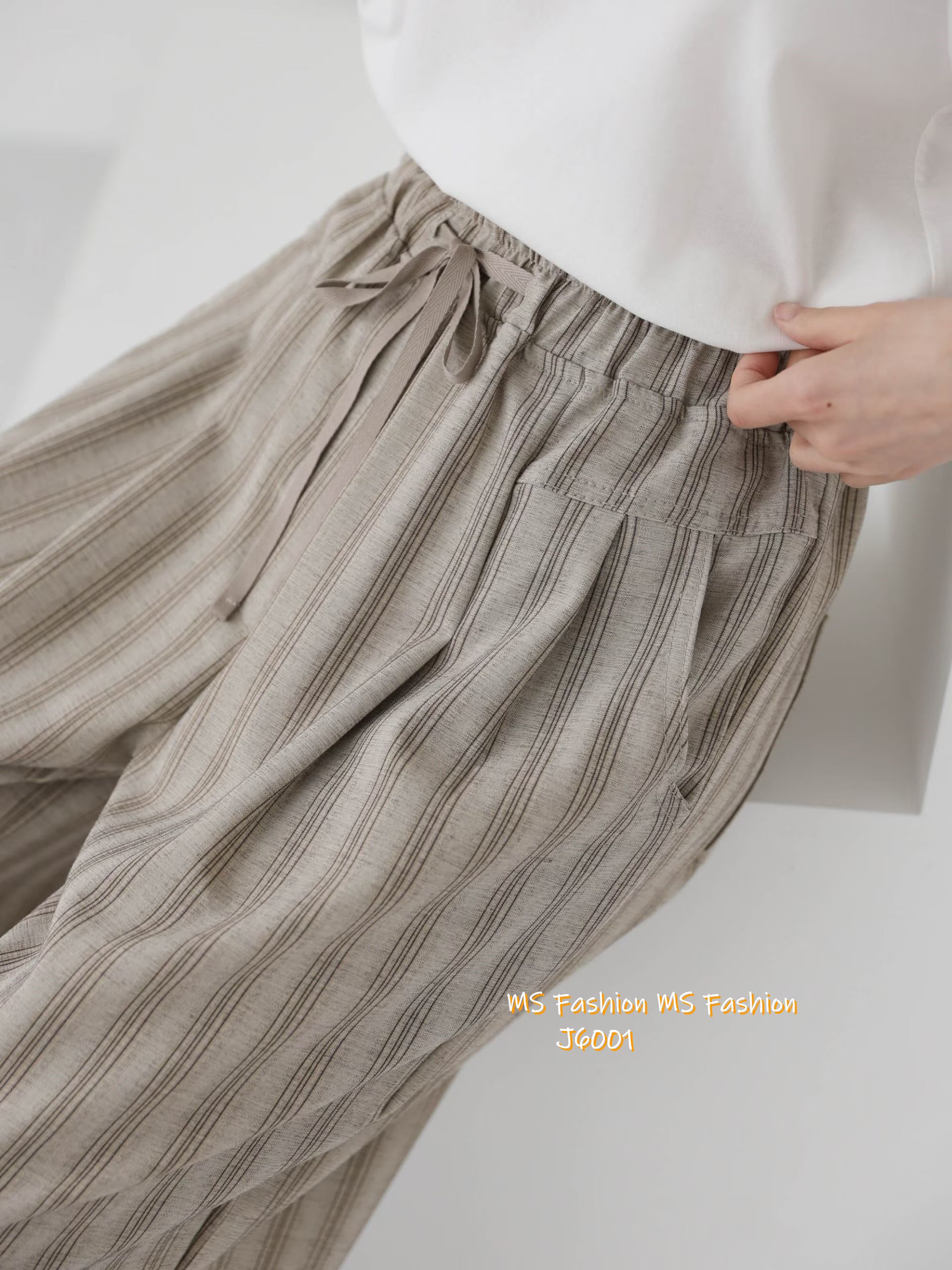 J6001 韓國🇰🇷靚料條子闊褲 