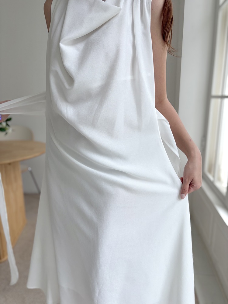 Athena Drape Dress (White)