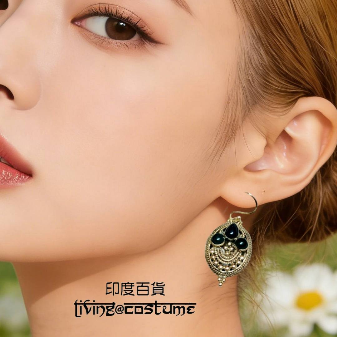 印度黃銅晶石耳環