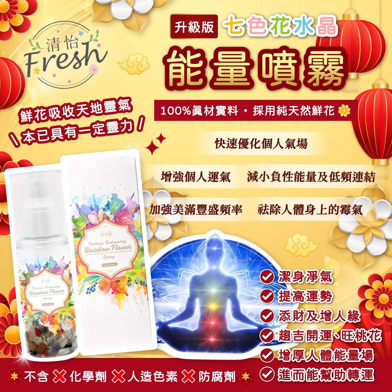 台灣製 清怡七色花💐升級版水晶能量噴霧100ml