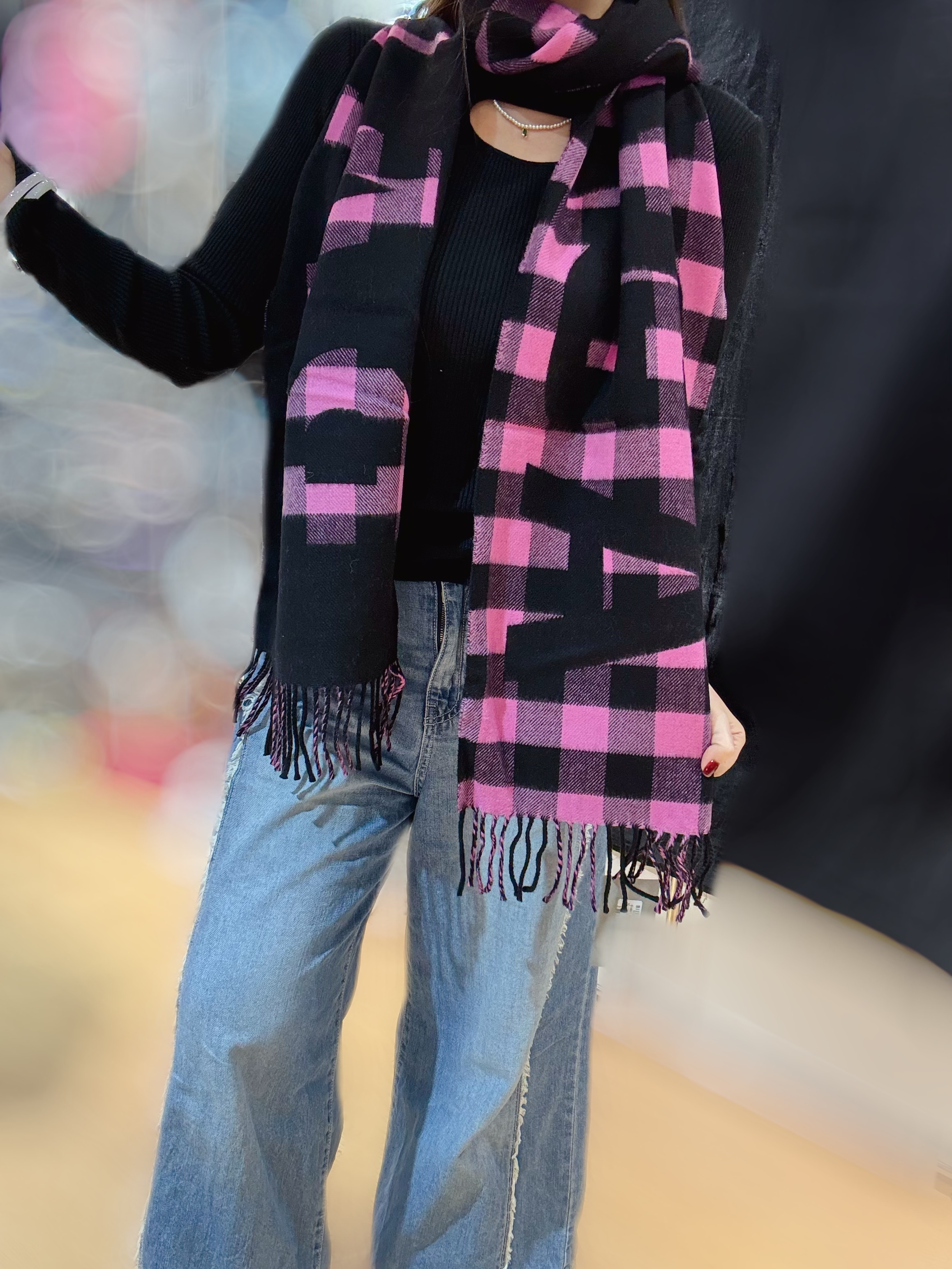 Balenciaga scarf grid/blk/pink