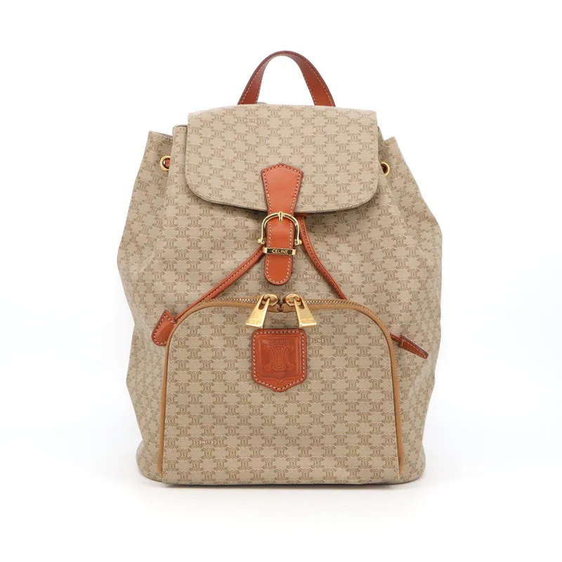 Celine Beige Macadam Front Pocket Backpack