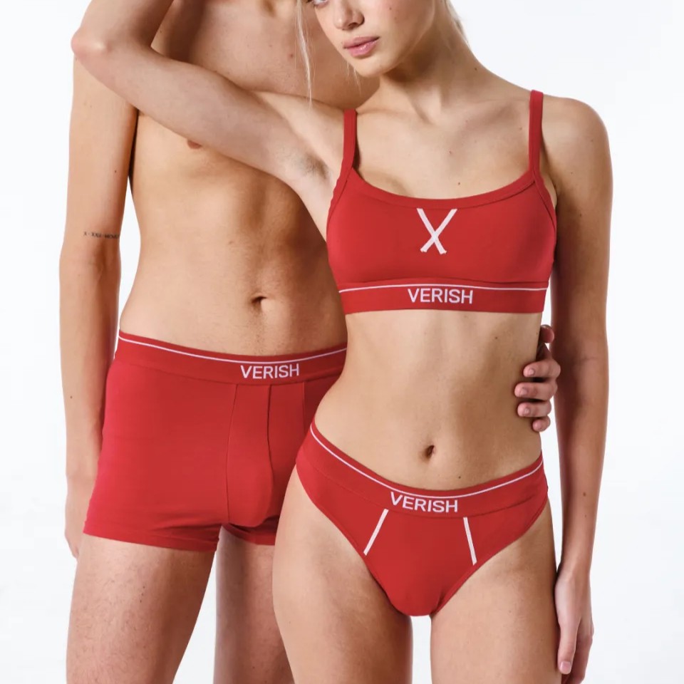韓國 VERISH Cotton Stitch Bra Top Logo & Panty Logo Set 棉質刺繡胸圍內褲套裝