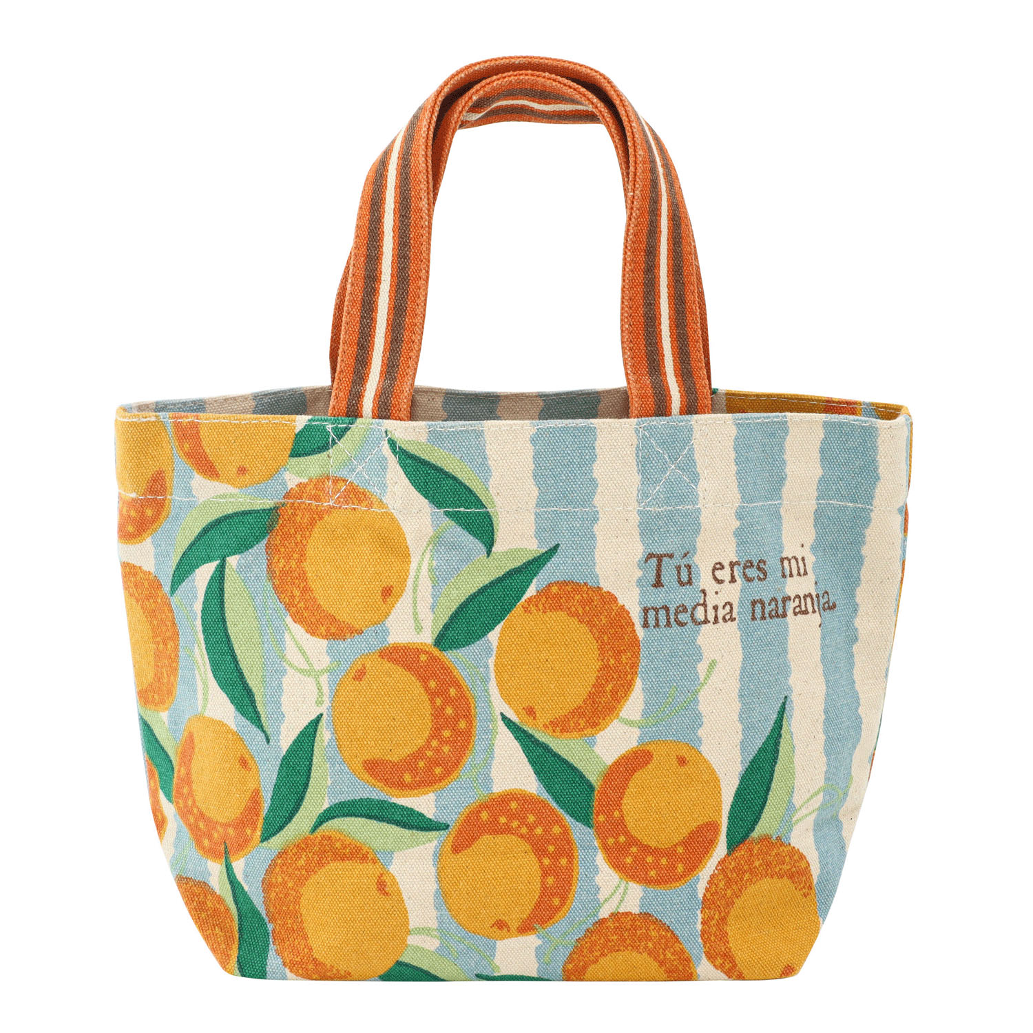 TM - 手挽布包 (淺藍色直紋香橙款)