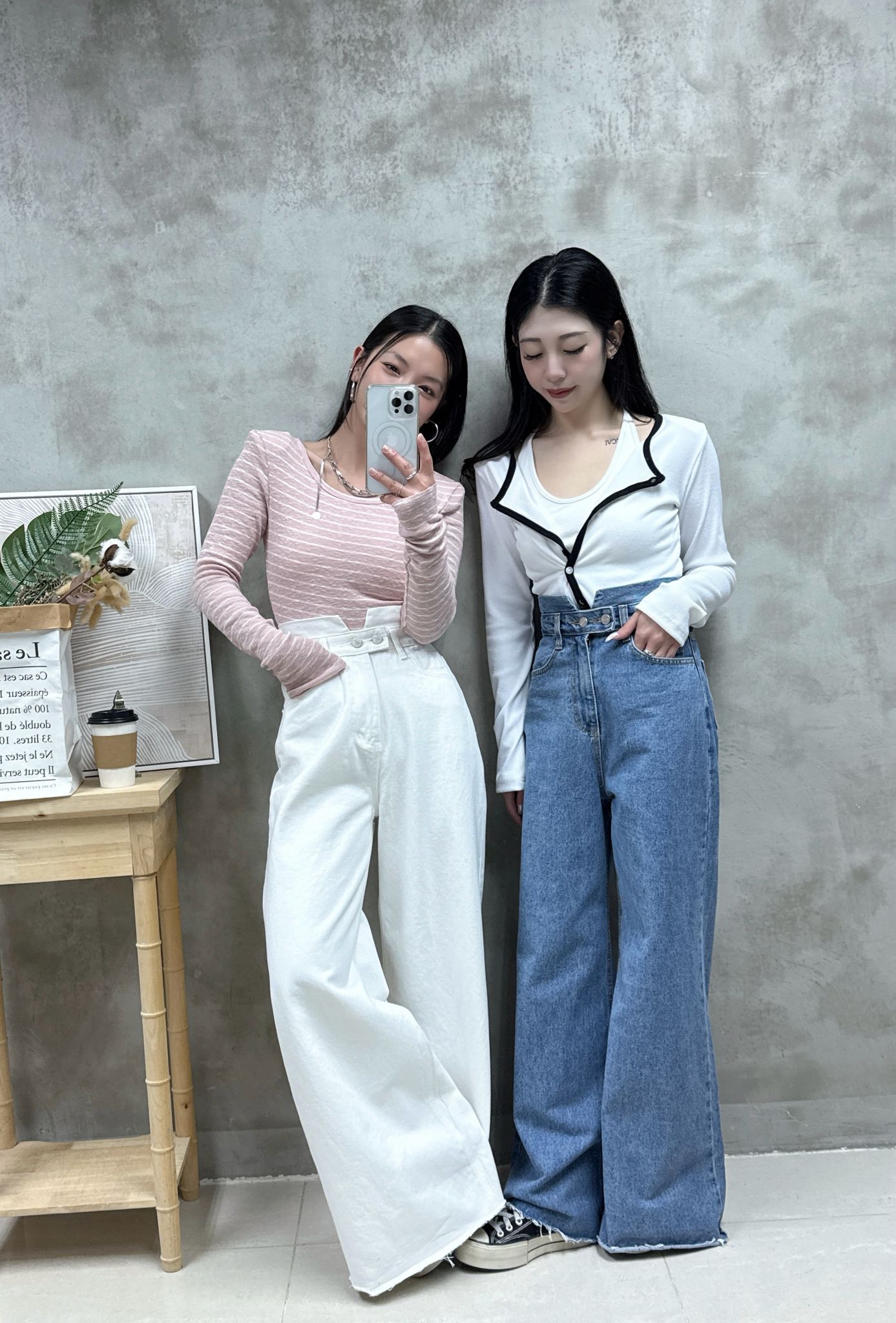 B15 不規則腰高腰牛仔褲