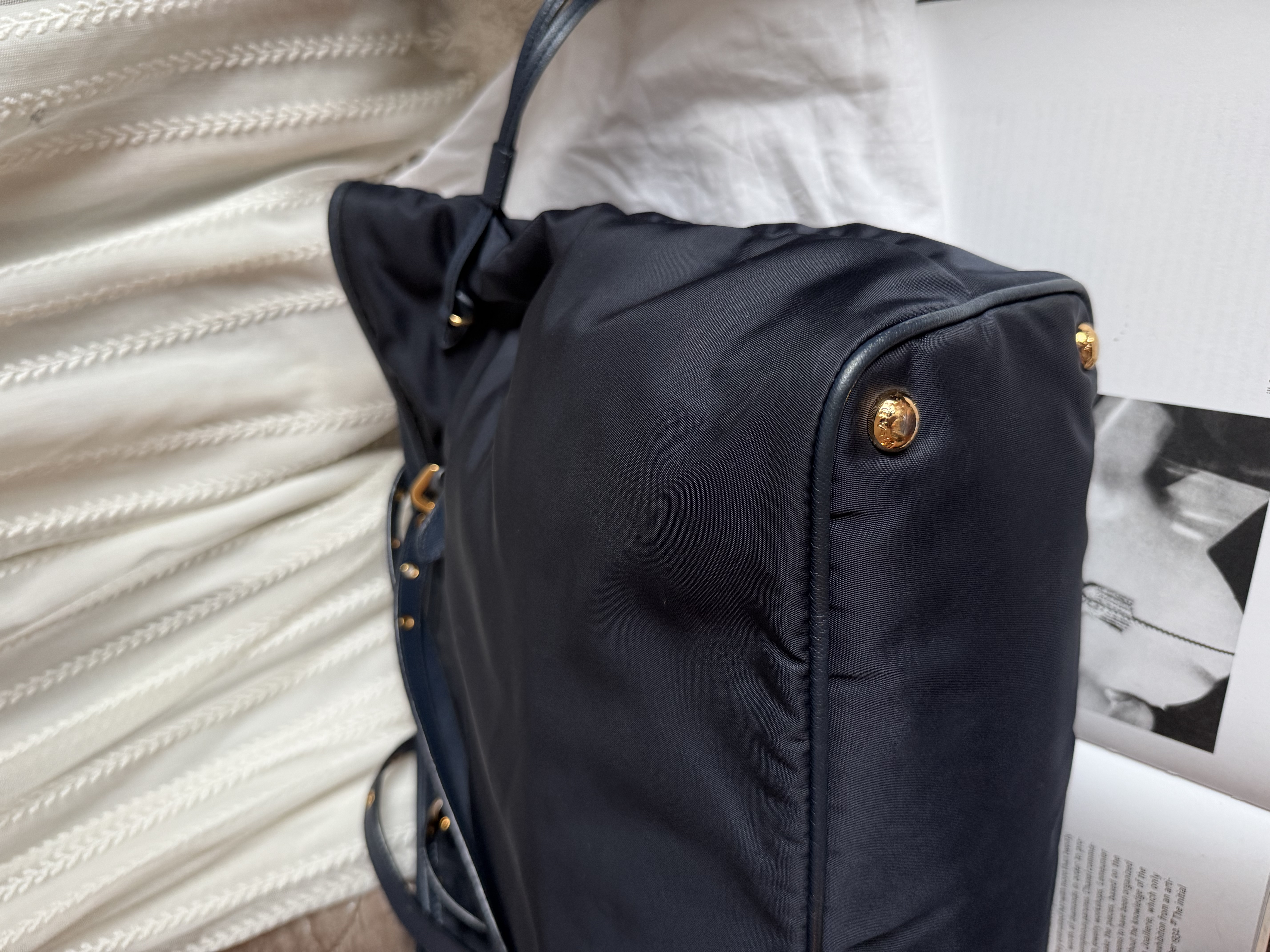 prada re nylon deep navy blue neverfull shoulder bag 