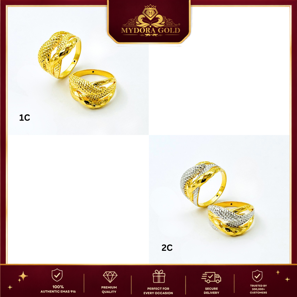 MYDORA Cincin Lintah Diamond Cross (5G) l EMAS 916/22K