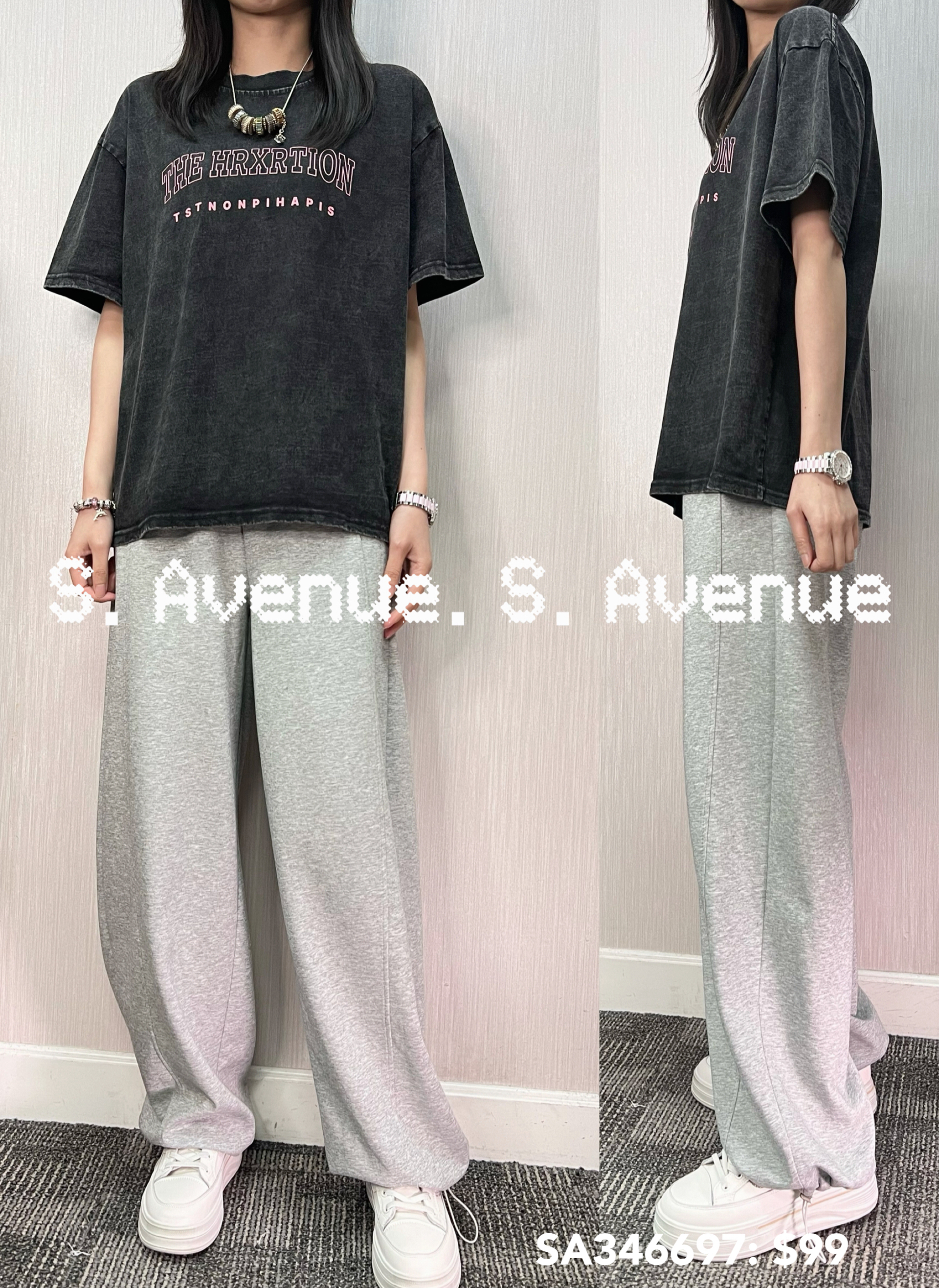 SA346697: 短袖英文字洗水棉tee