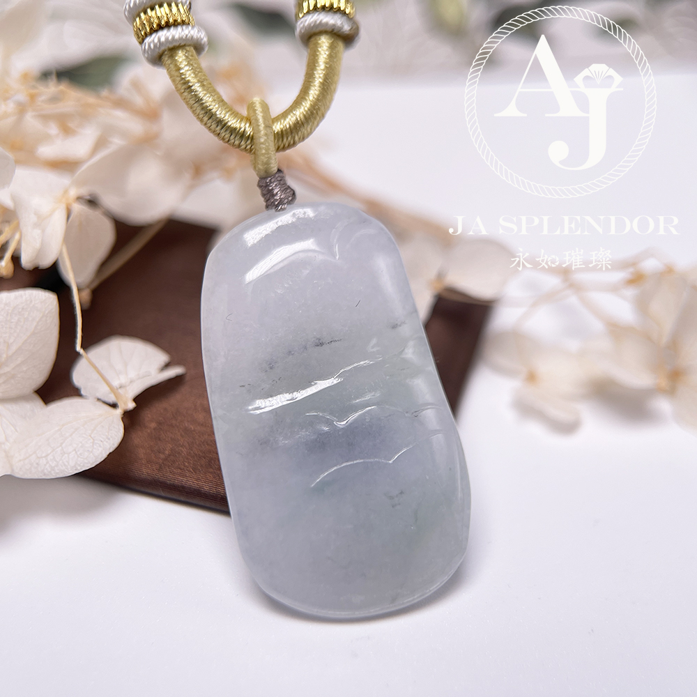 JNS-269 天然翡翠A玉  墨翠雲烟平安無事牌吊墜