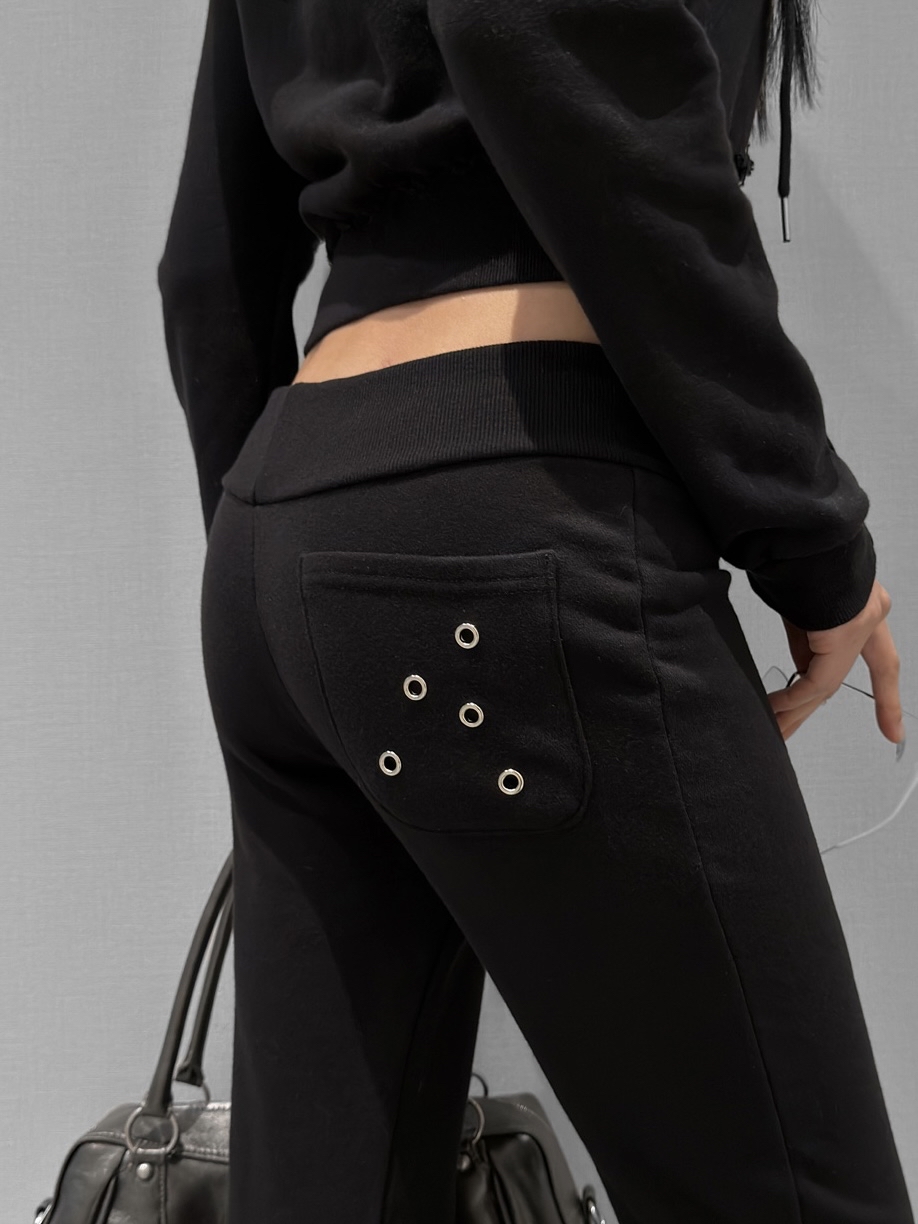 Eyelet Pocket Low Bootcut Pants