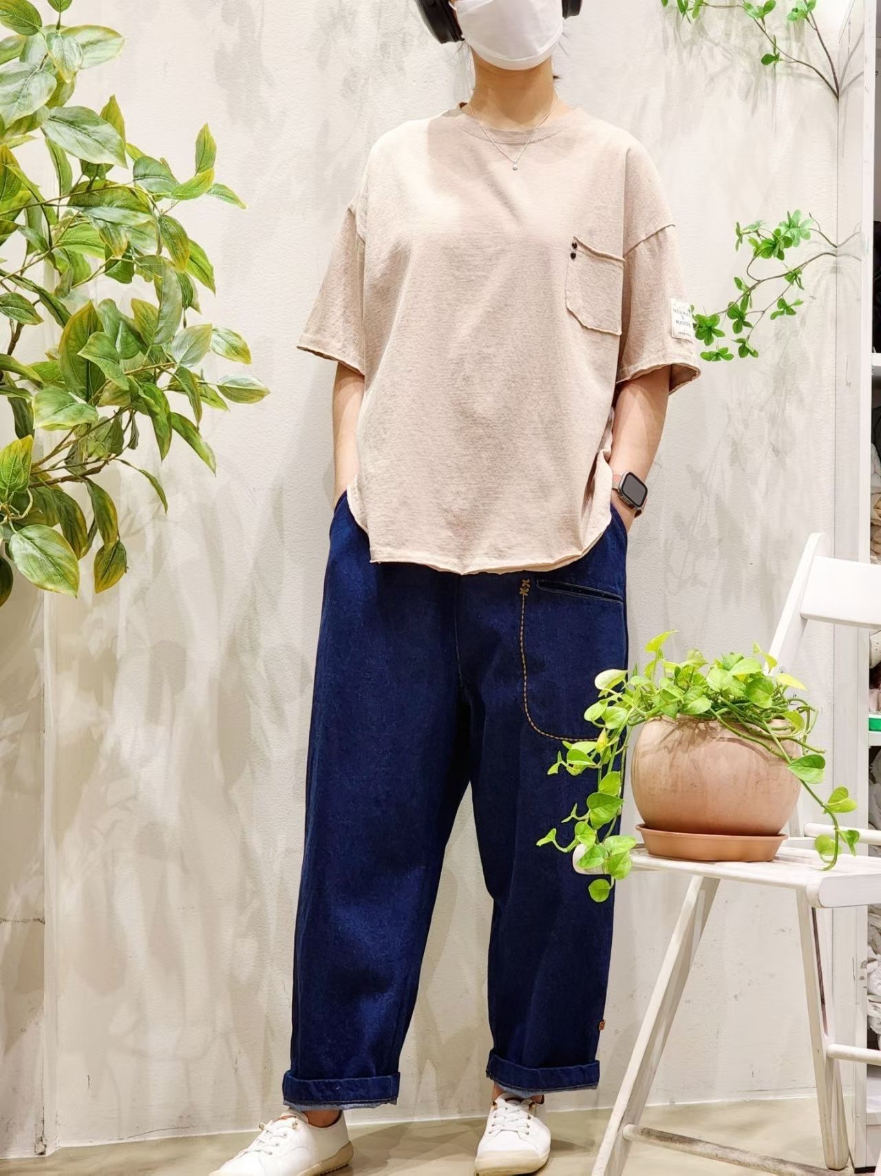 NO OX 特色雙鈕子袋口tee