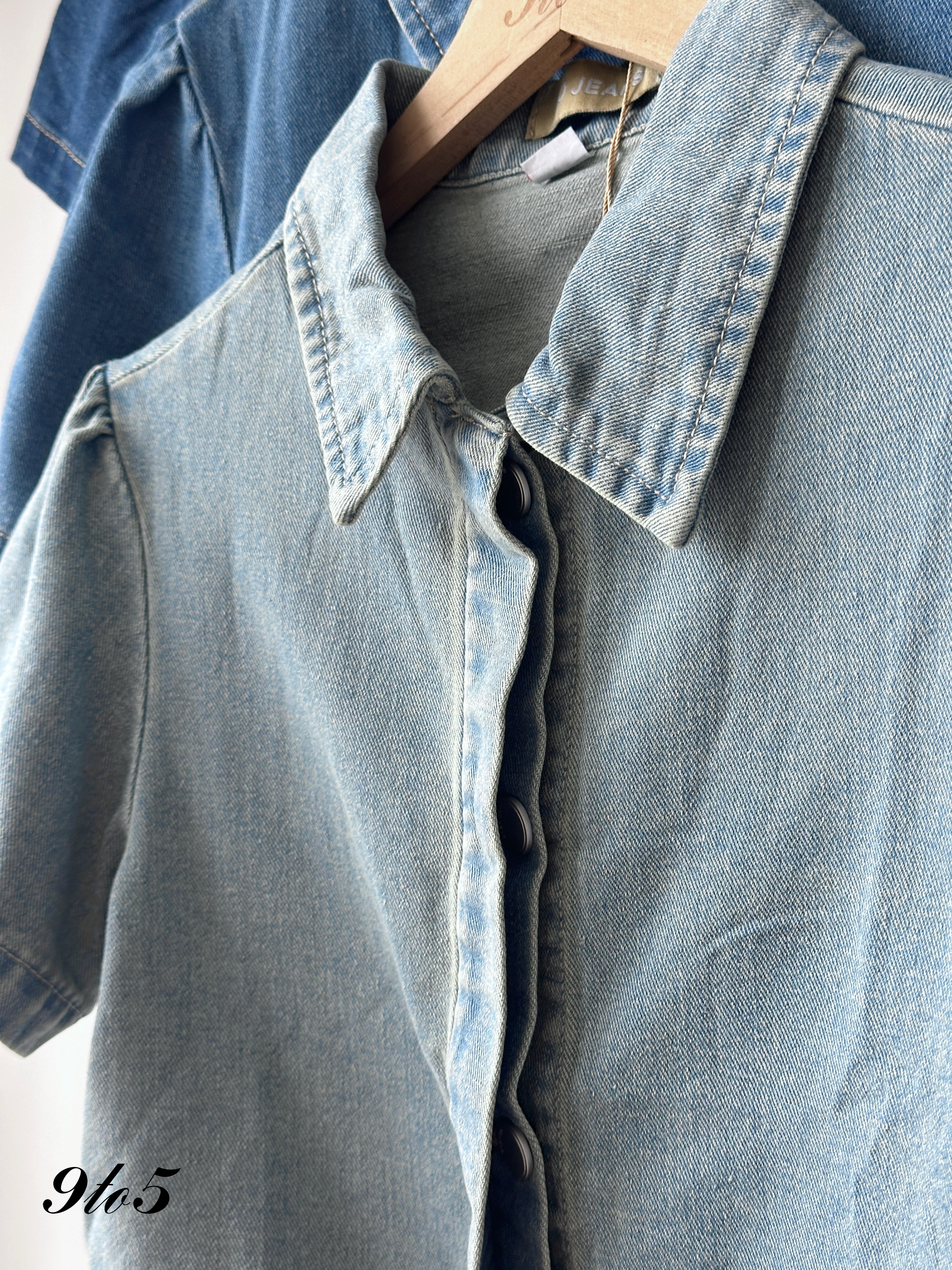 T4177 Puff Sleeve Denim Top - 3 Colors 