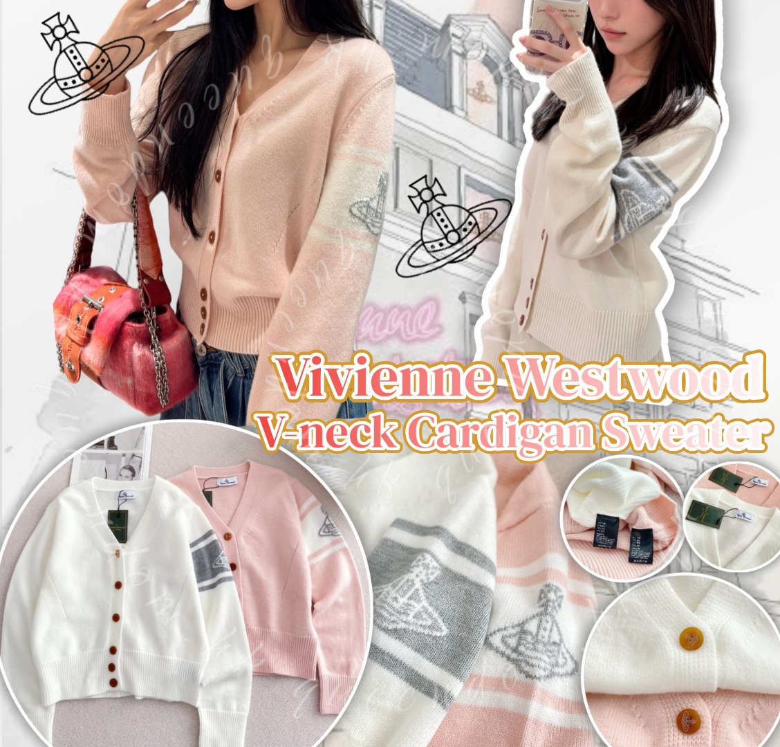 Vivienne Westwood V-neck Cardigan Sweater 袖標提花V領開襟冷衫