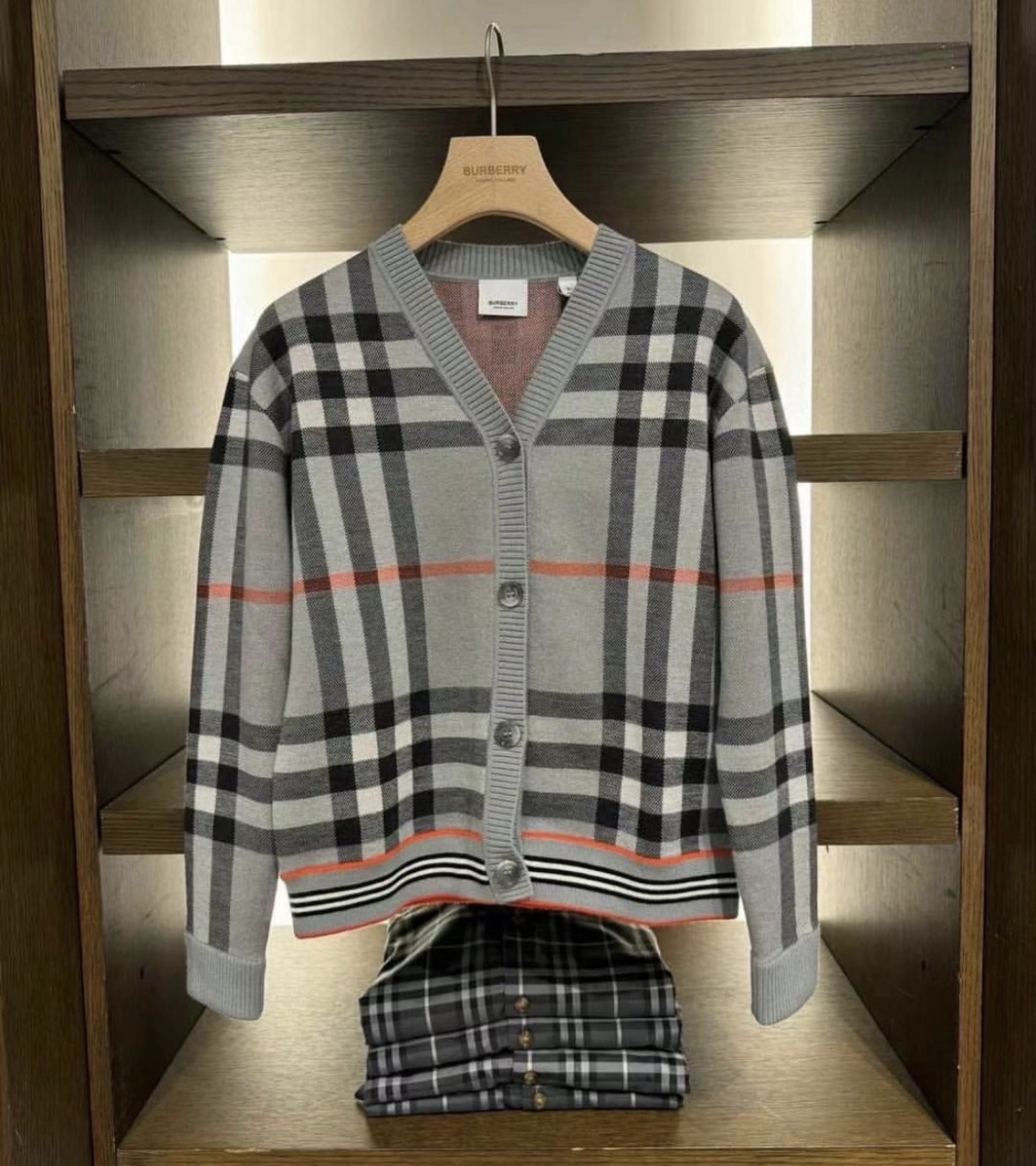 Burberry kids 經典灰色大格冷外套
