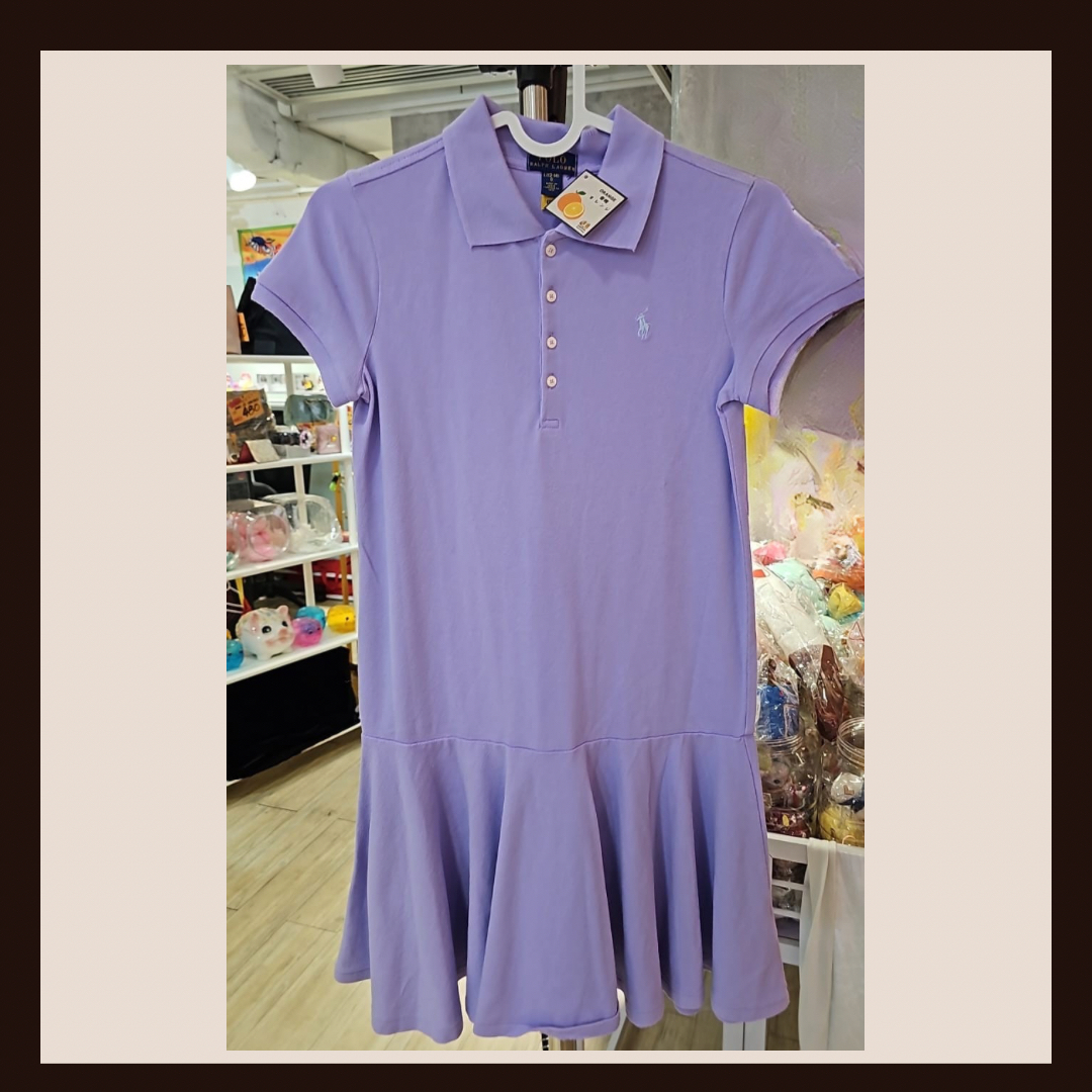 👗 氣質小淑女！Polo Ralph Lauren 經典紫色荷葉邊連身裙