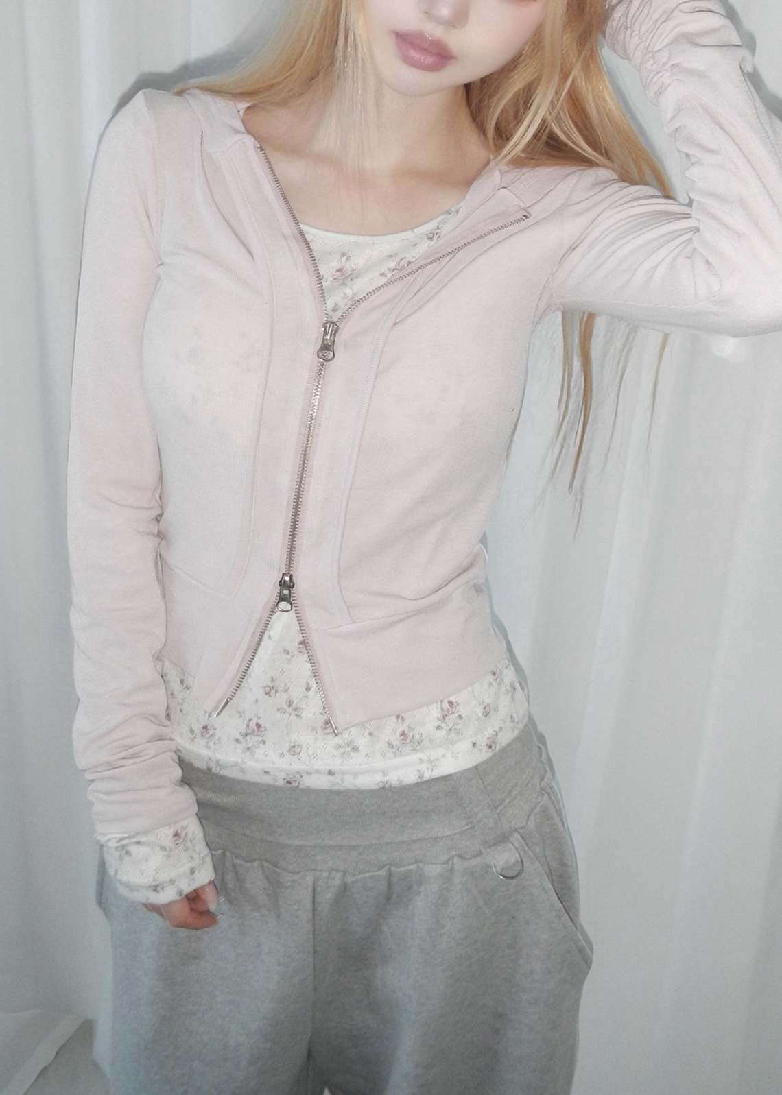 2-Way Zip Cropped Hoodie