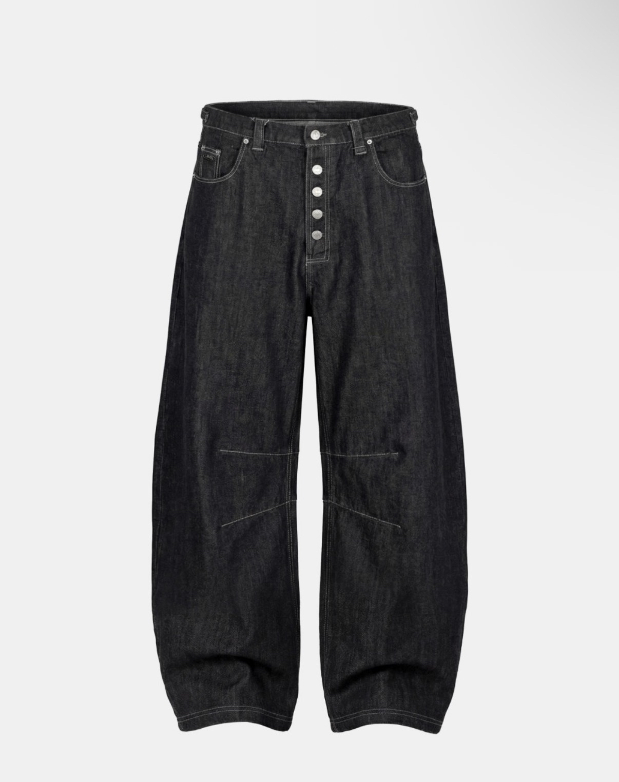 BADBLOOD新款[w-pts26-089] 0509 Button Fly Curved Pants - Black Denim