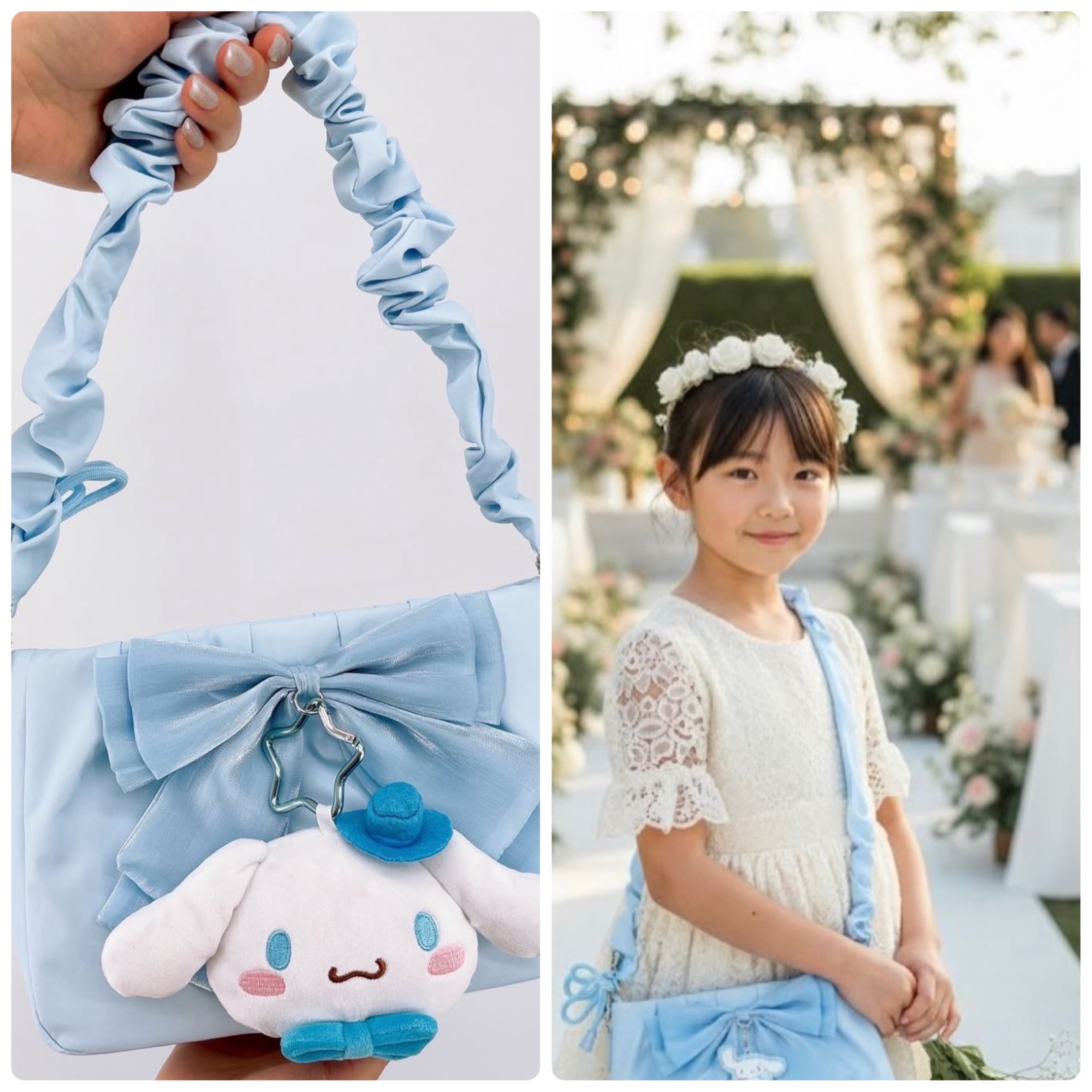 原裝行貨Sanrio Kuromi肉桂狗蝴蝶結斜孭袋 可以調校長做單肩包