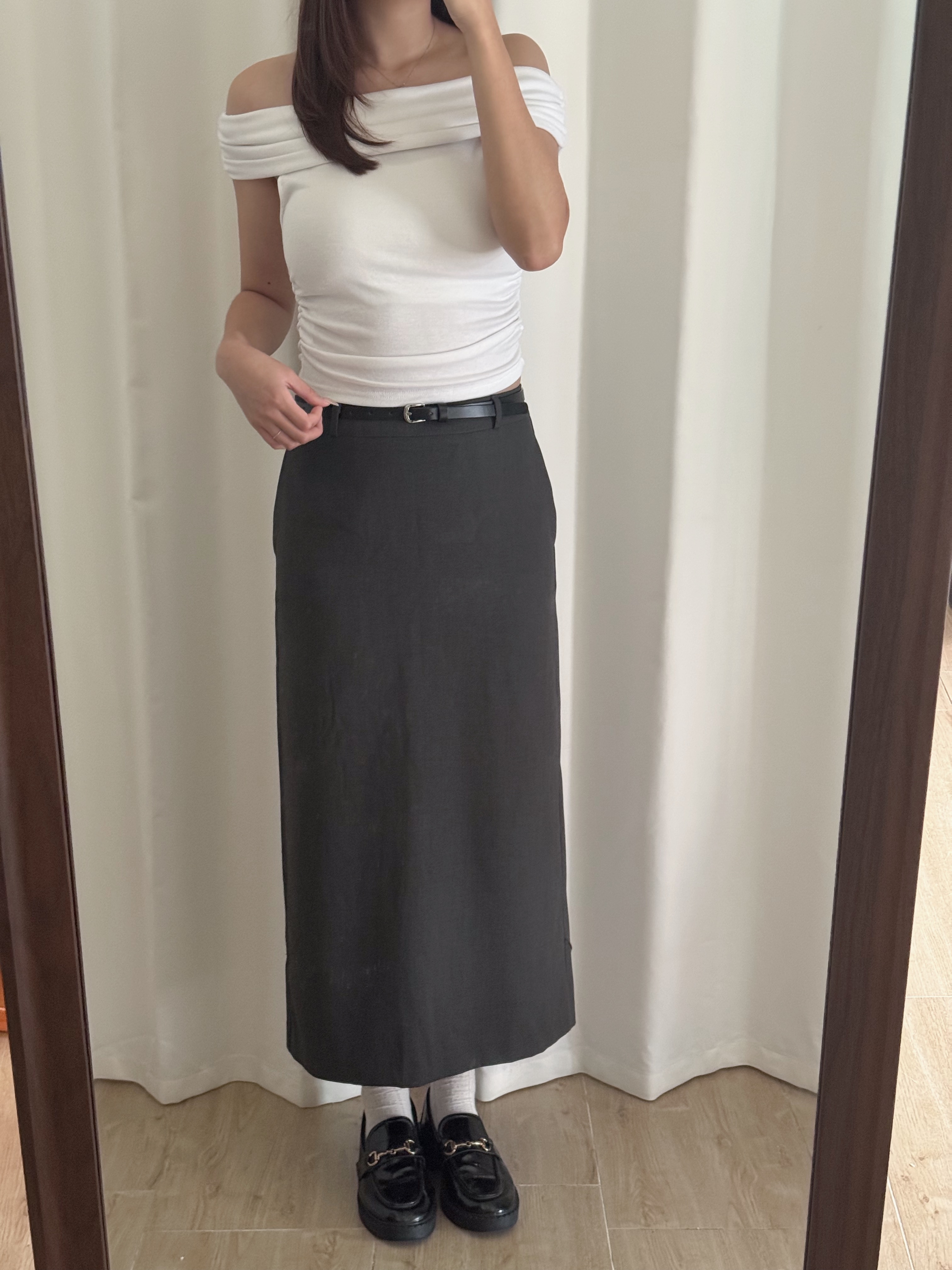 顯瘦H型後開衩長裙(兩色入/兩個尺碼)