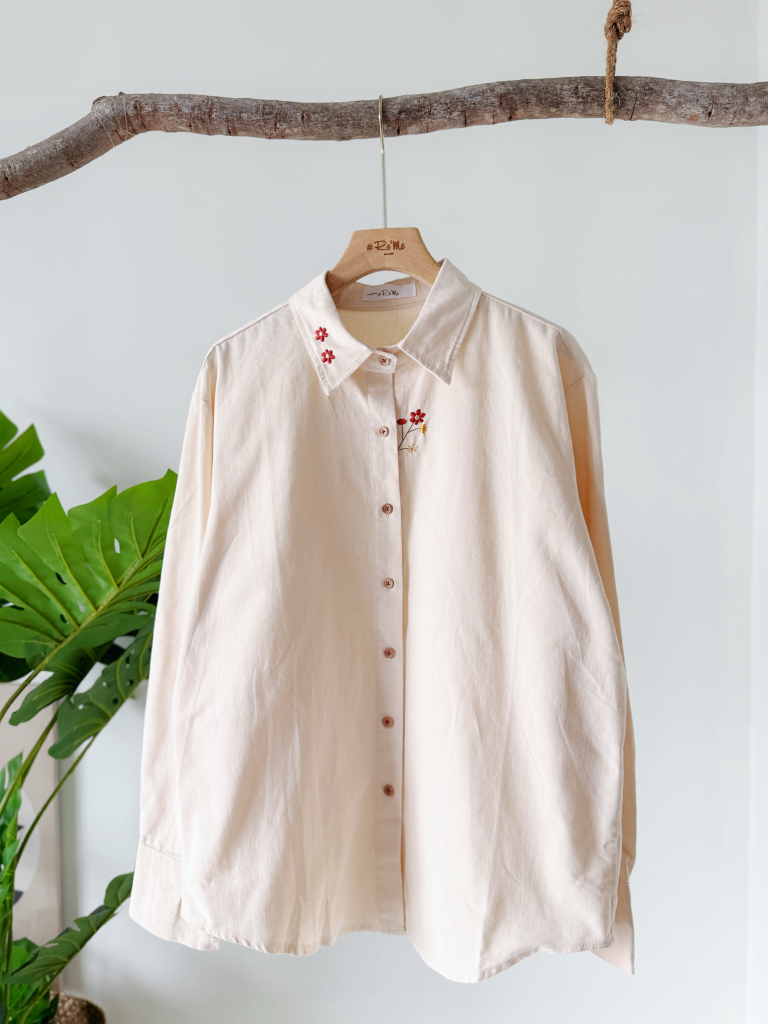 【自制限定款】 新意在枝·刺绣款白衬衫 (预购） 