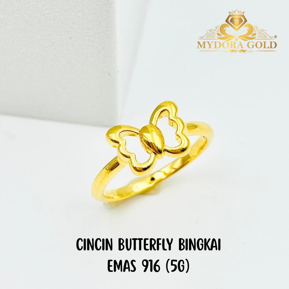 MYDORA Cincin Butterfly Bingkai (5G) l EMAS 916/22K