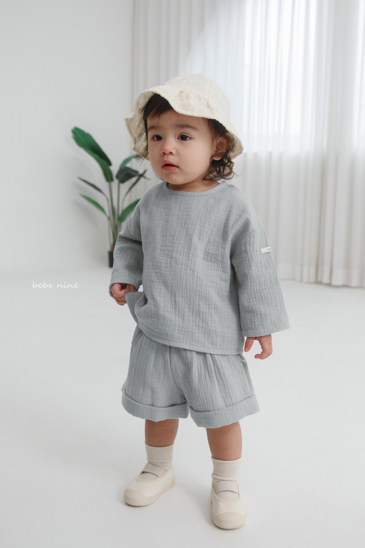 🌸預訂 韓國直送🌸🇰🇷Bebenine兩色簡約純色棉紗長袖上下套裝