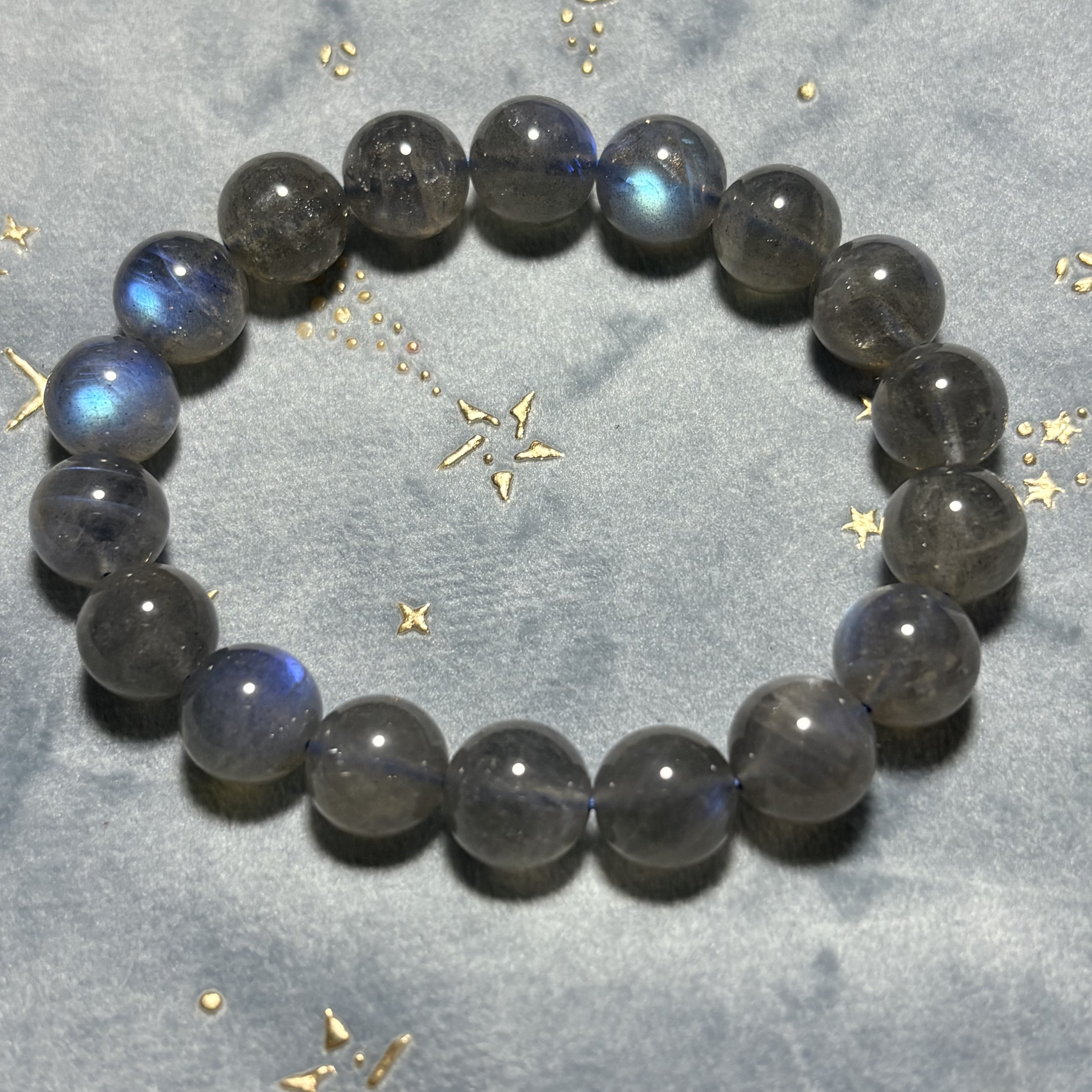 11mm藍光拉長石手串No 1436