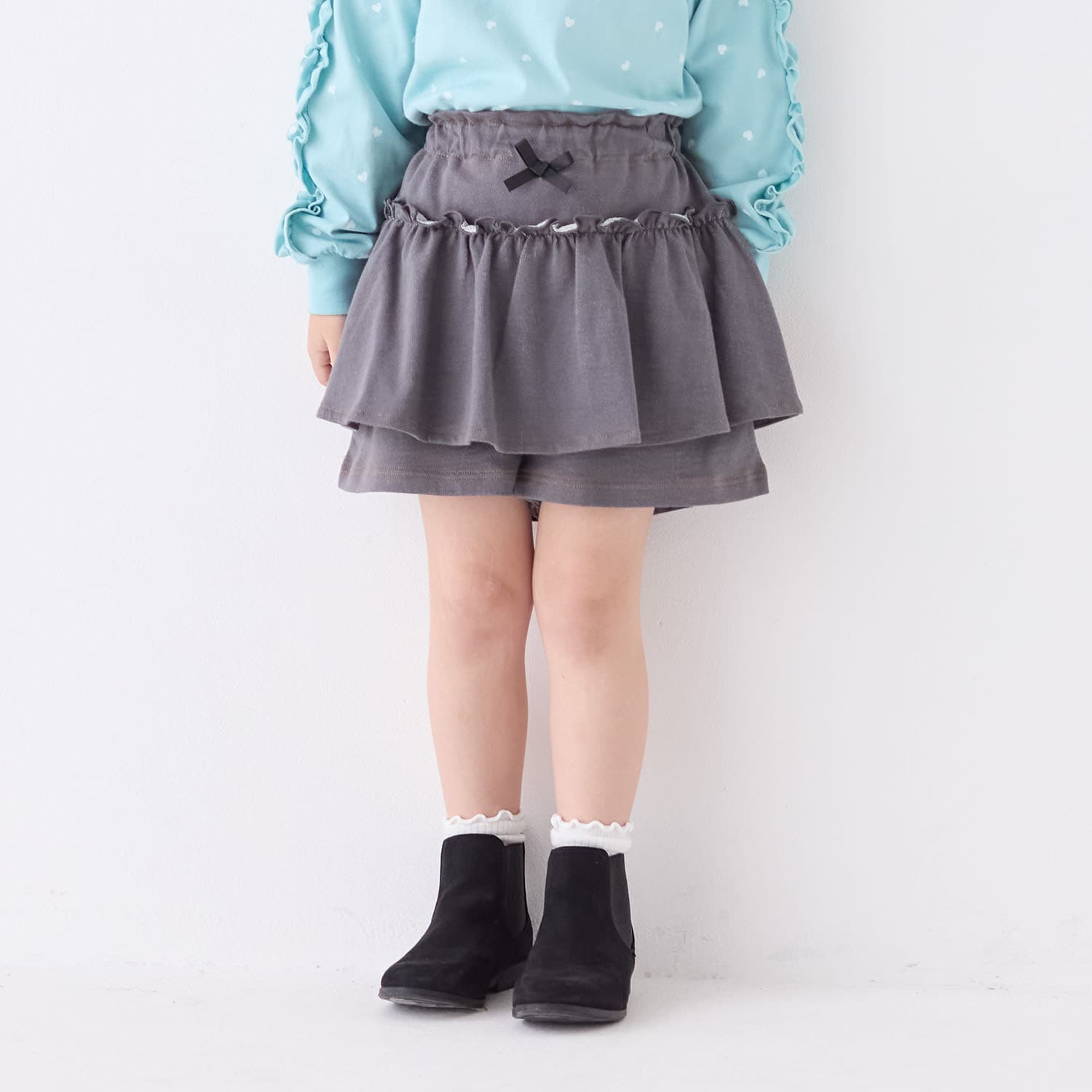 🆕【⭐訂購⭐】 🇯🇵日本直送🌀#GITA 牛仔風 彈性針織褶皺 荷葉邊裙褲［3款選］🌀 [ELAA-0246]