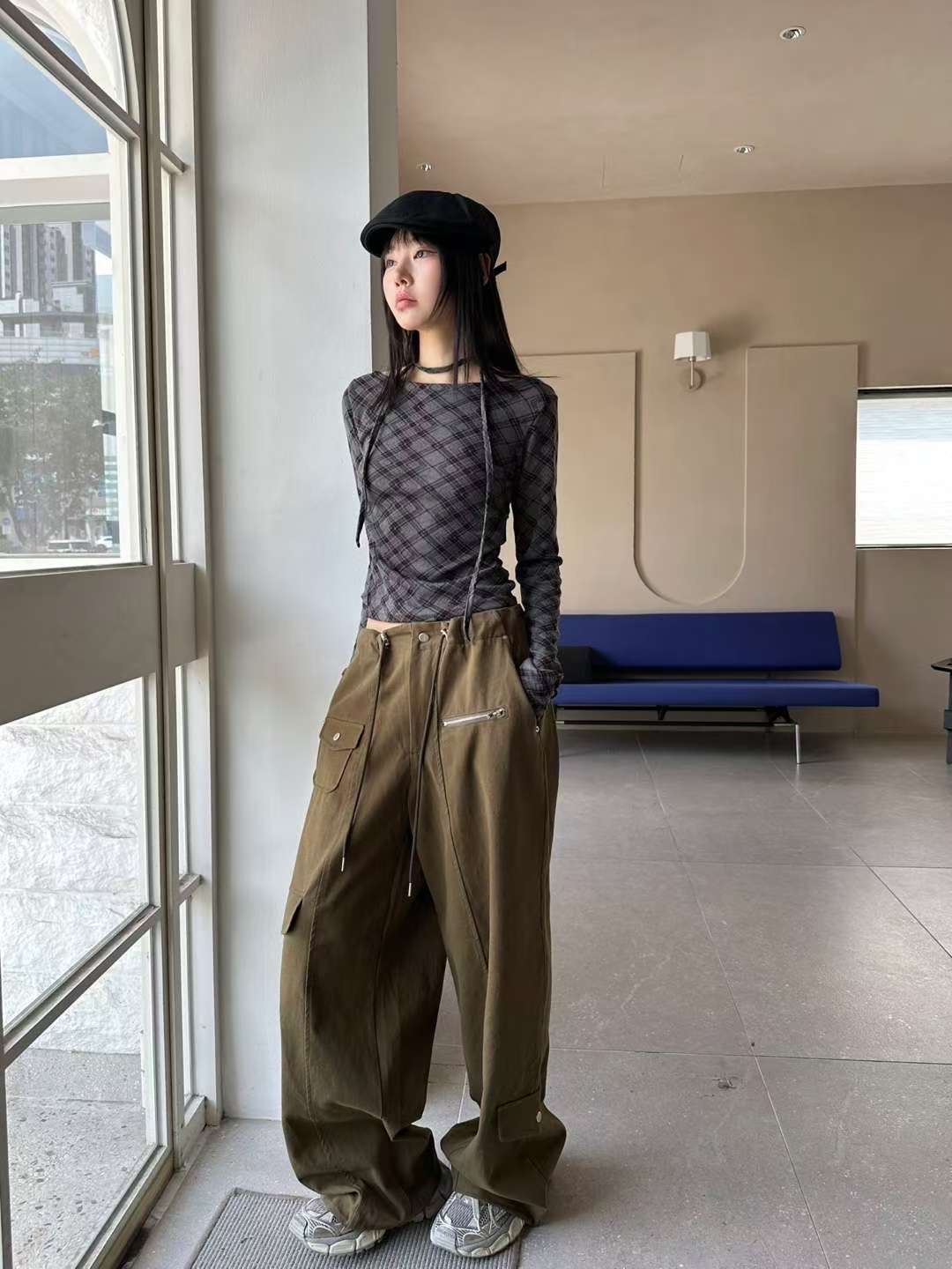 已售罄❌韓國設計感菱格top+掛頸繩