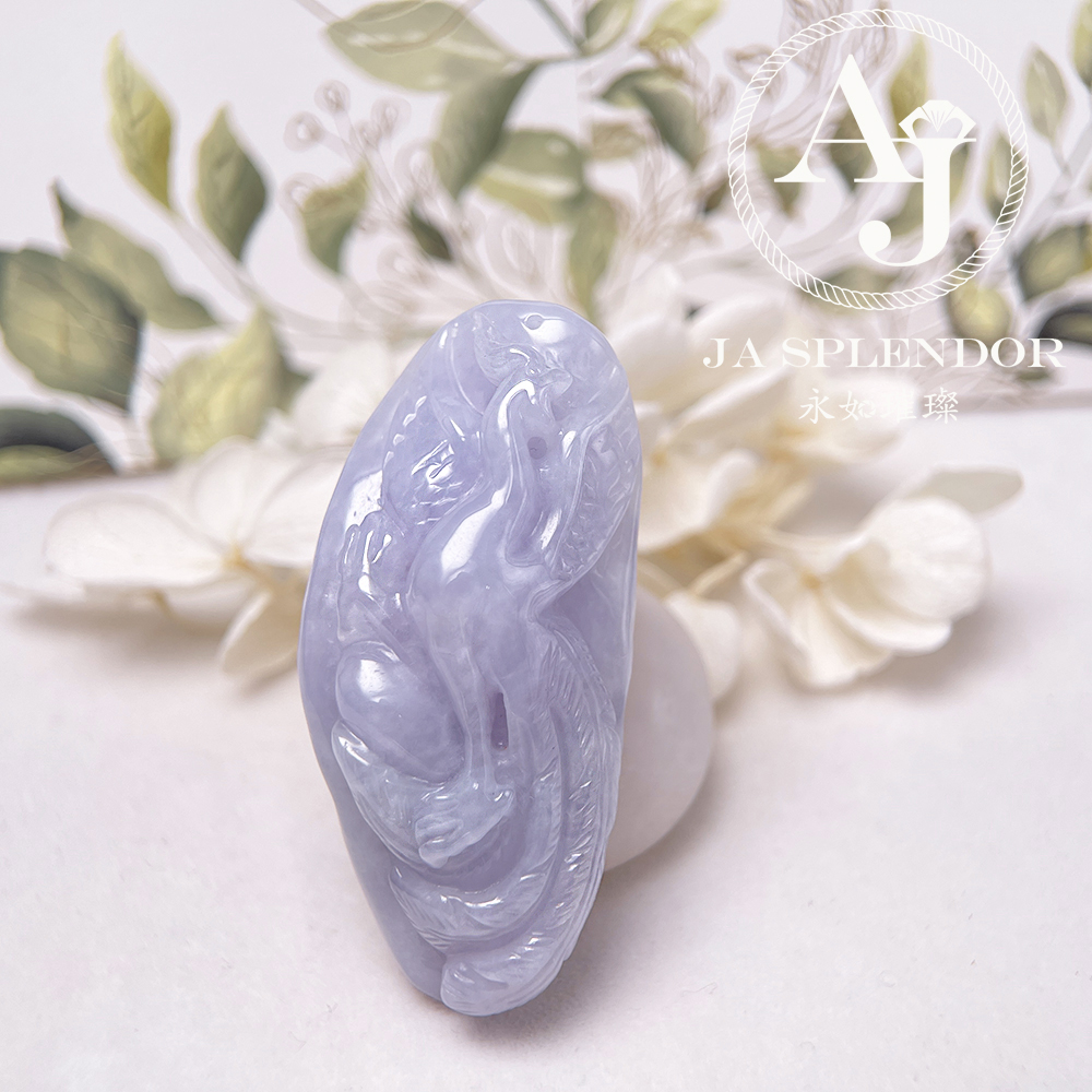 JN-762 天然翡翠A玉 冰潤紫羅蘭鳳凰吊墜