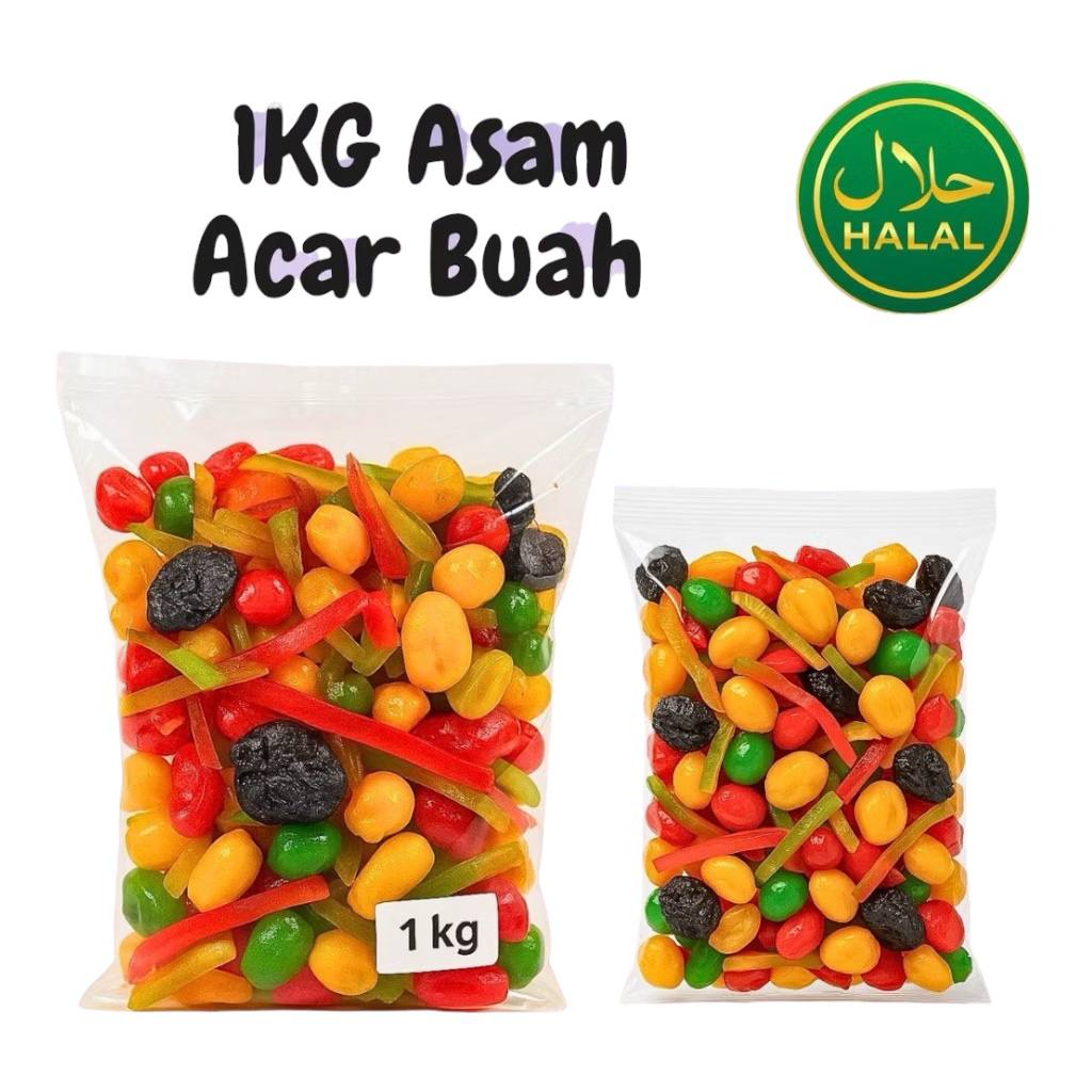 【1KG】Acar Buah Asam Mix Pelbagai Jenis (Halal) asam campuran
