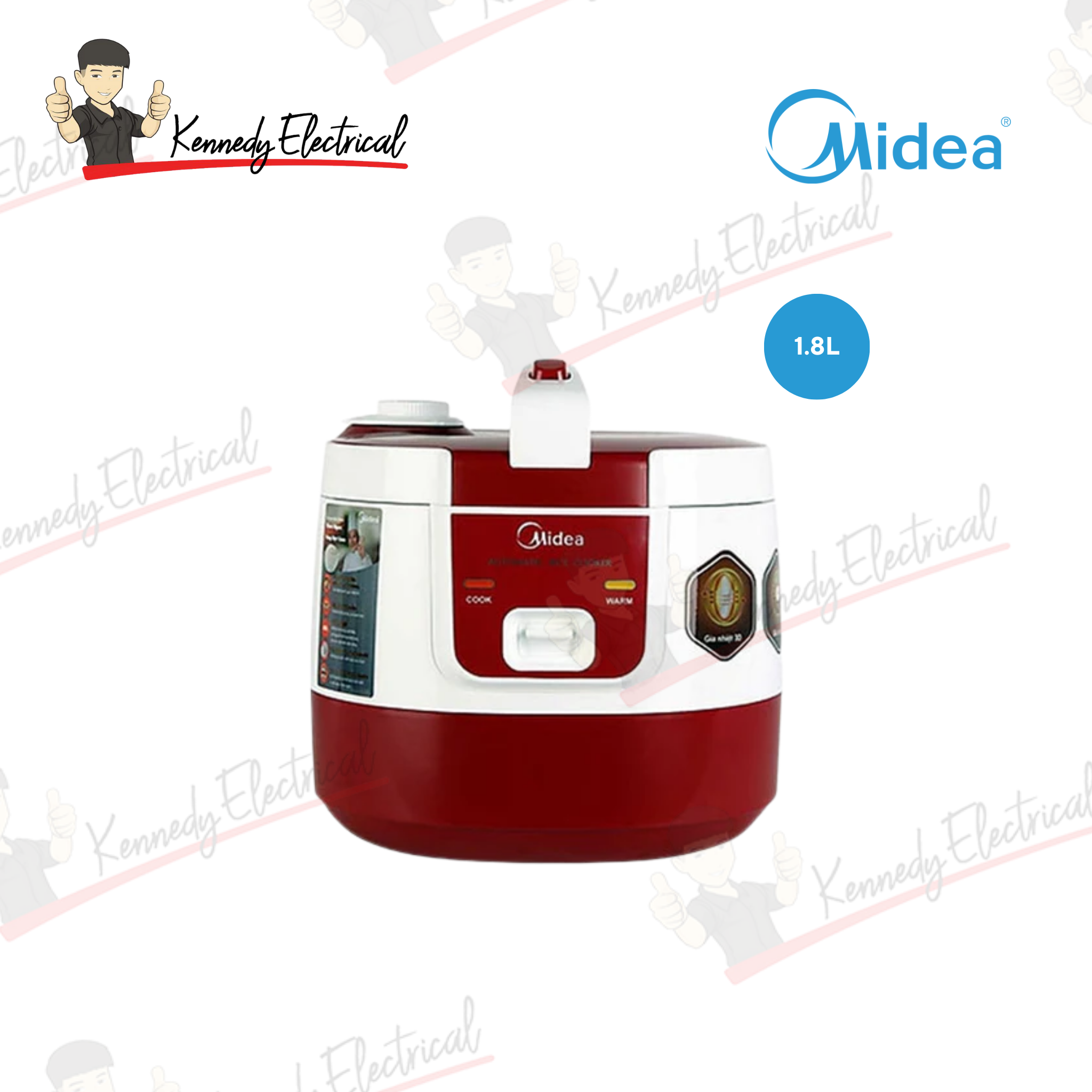 Midea 1.8L Rice Cooker 700W (Red) MR-SM1861-RD