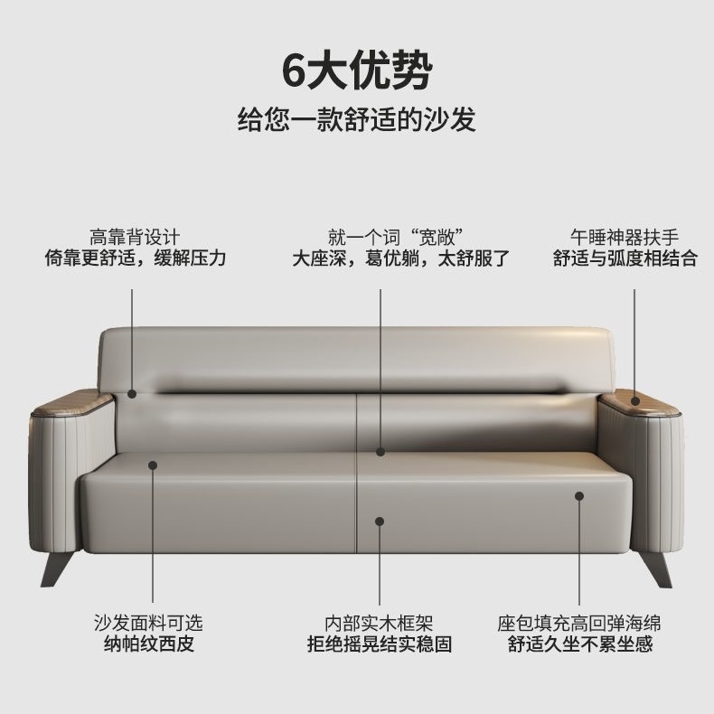 辦公室梳化茶几組合商務老闆會客接待簡約現代休閒梳化三人位coffee table