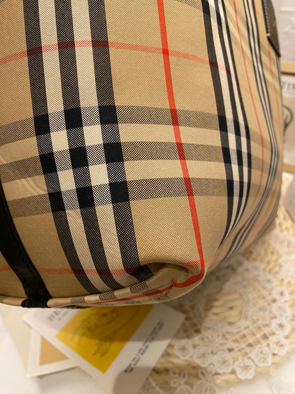 Burberry Label Print Cotton London Tote Bag (Reversible)