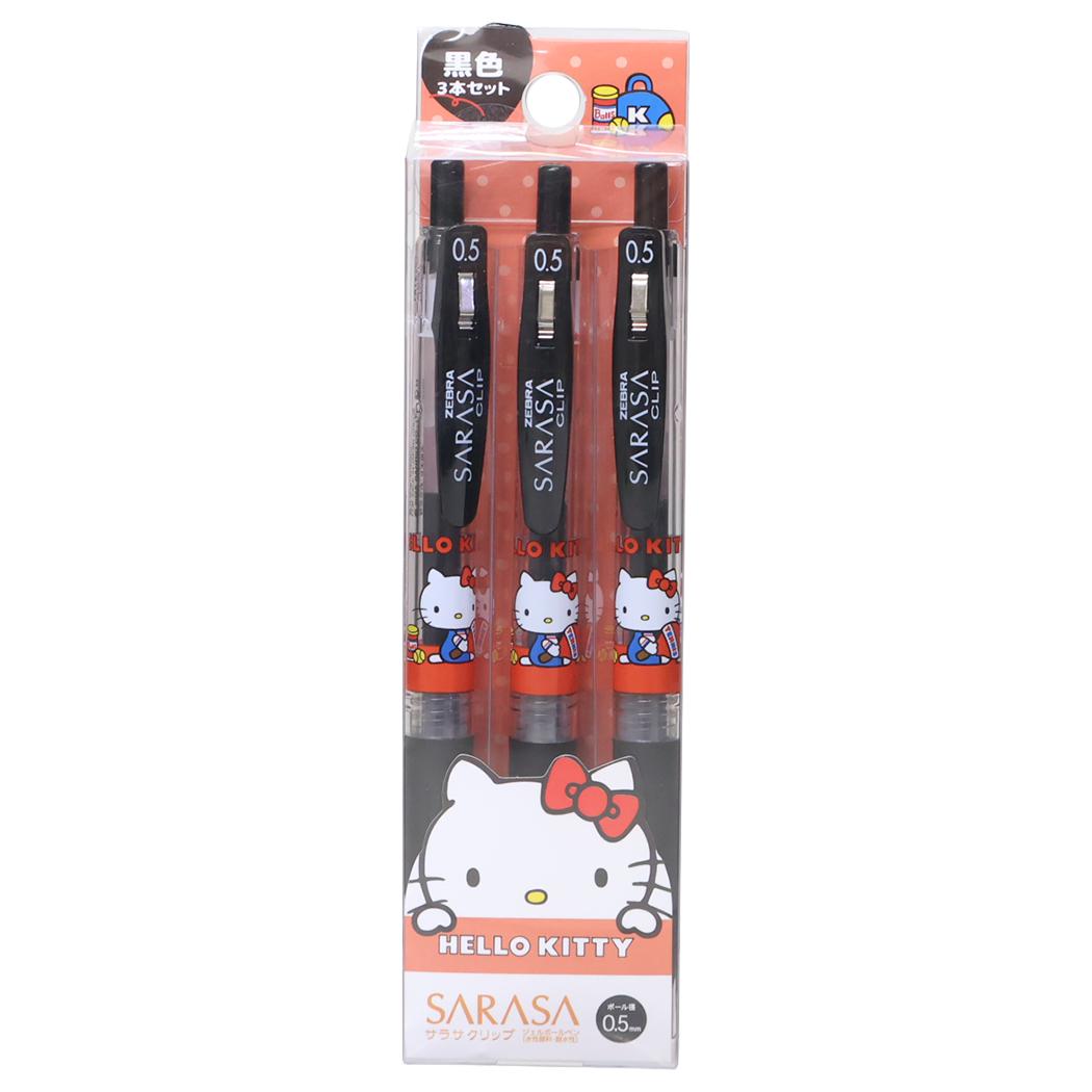 現貨｜【一套3枝】Sanrio Hello Kitty 日本製 Zebra SARASA CLIP 0.5mm 黑色 啫喱筆 套裝 (307175)