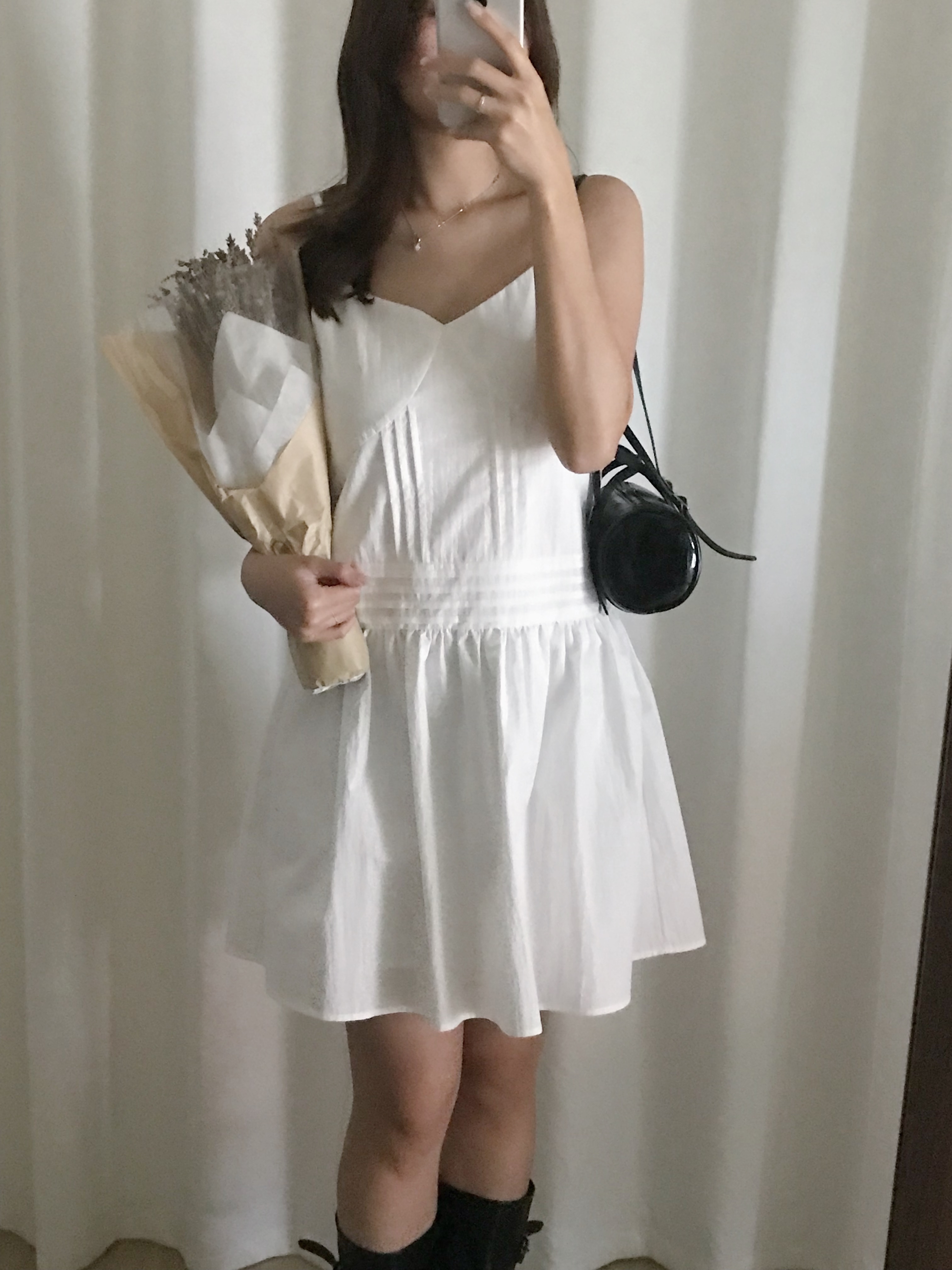 氣質壓褶吊帶連身裙(兩色入)