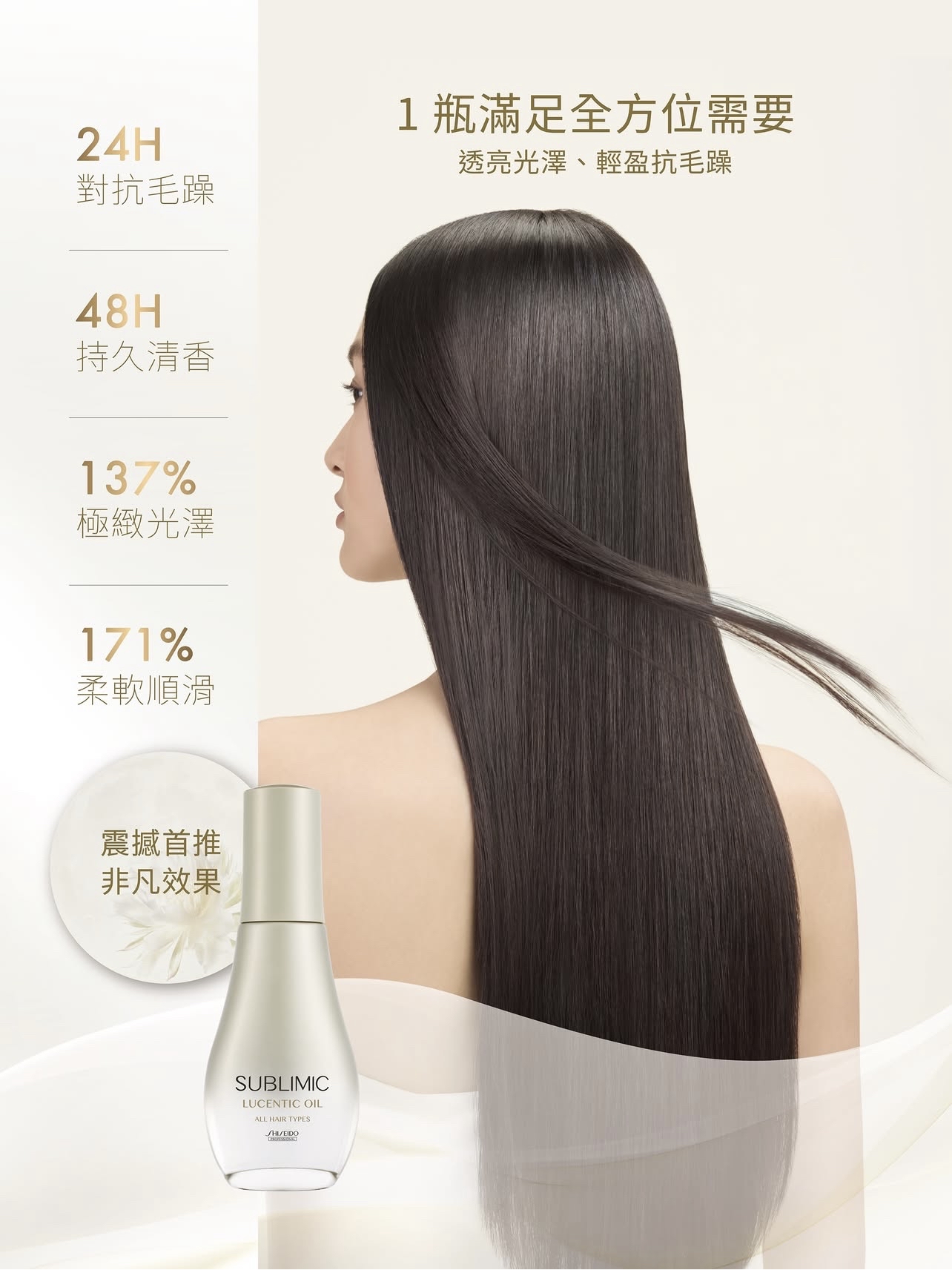 SHISEIDO SUBLIMIC Lucentic Oil  (All Hair Type) 資生堂月下美人護髮油 （所有髮質適用） 100ml