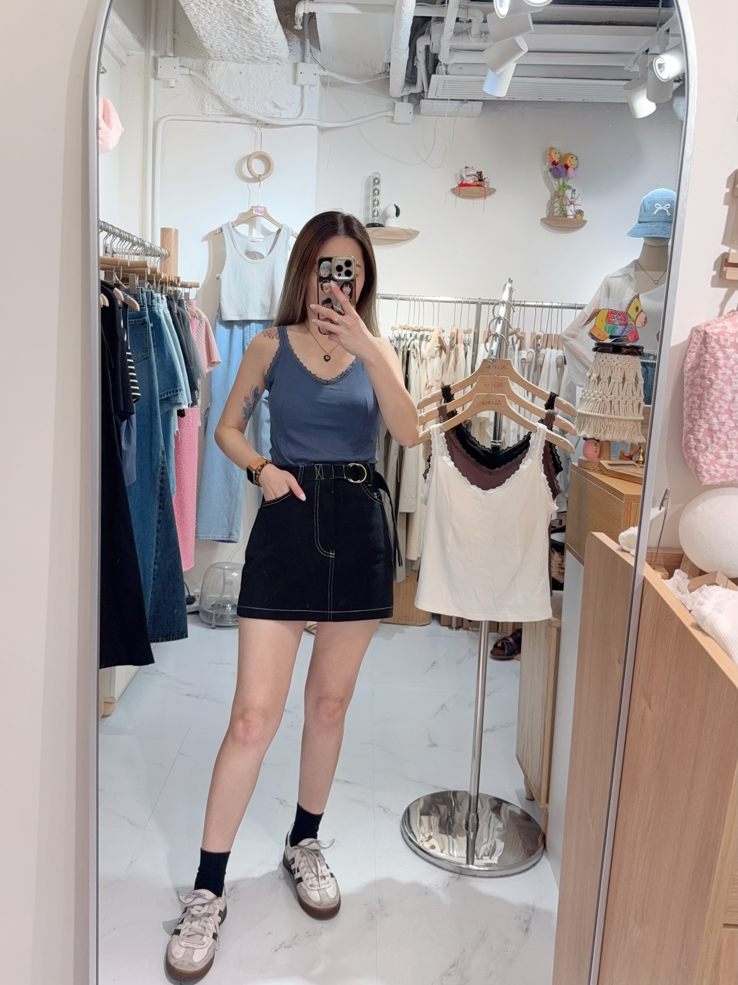 後lace V領bra top