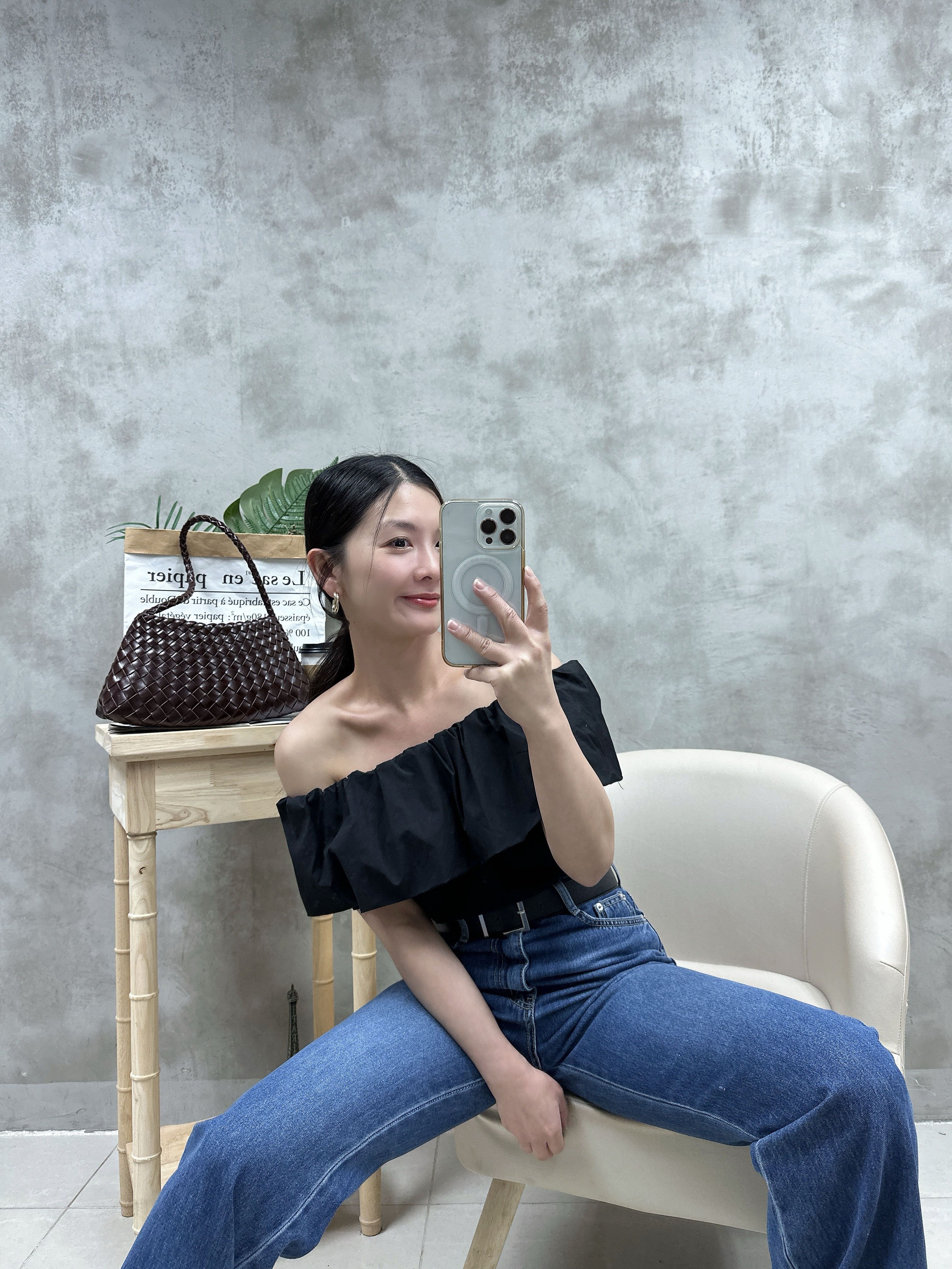 M03 恤衫拼棉兩著ruffle Top
