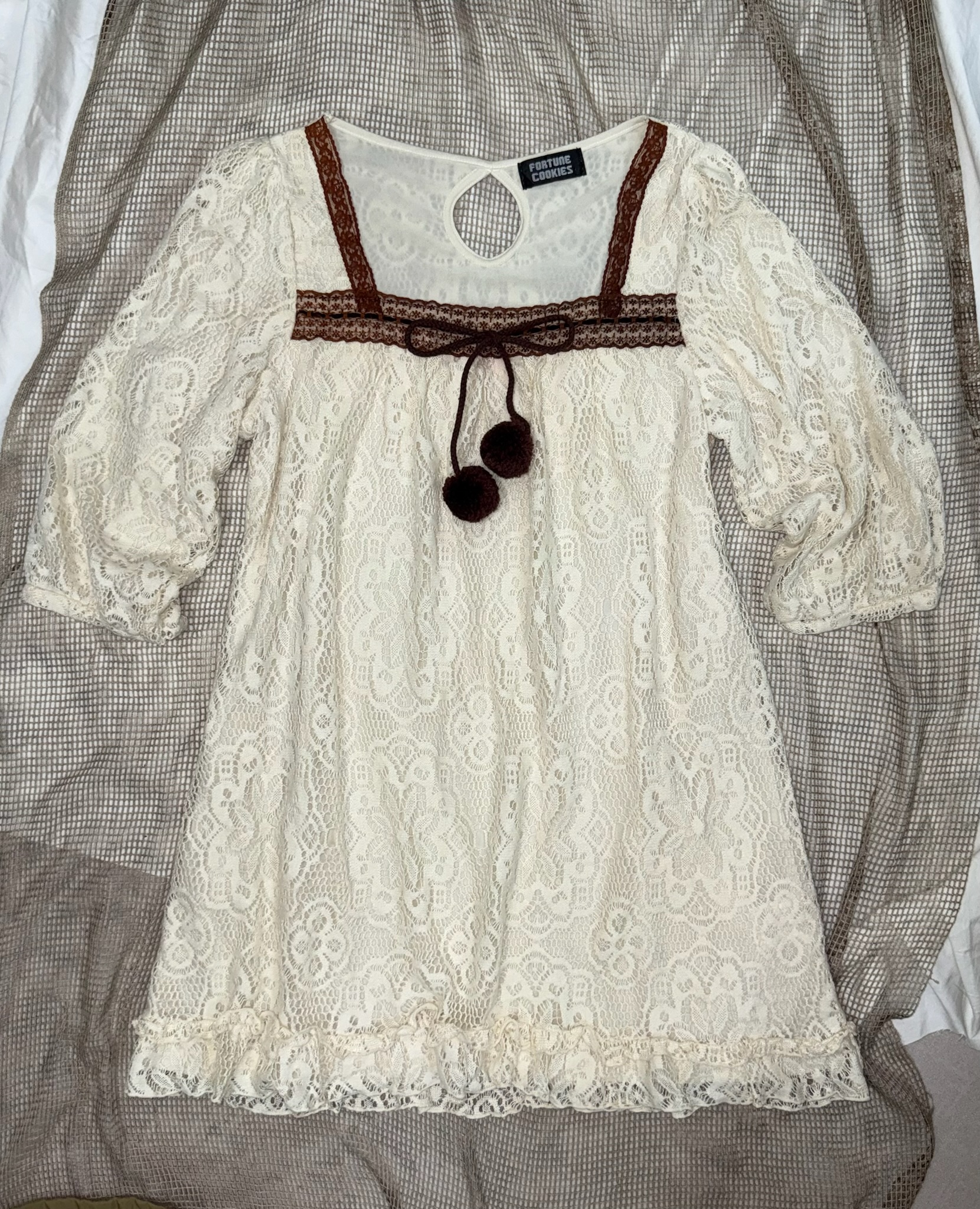 Embroidered Neckline white Dress