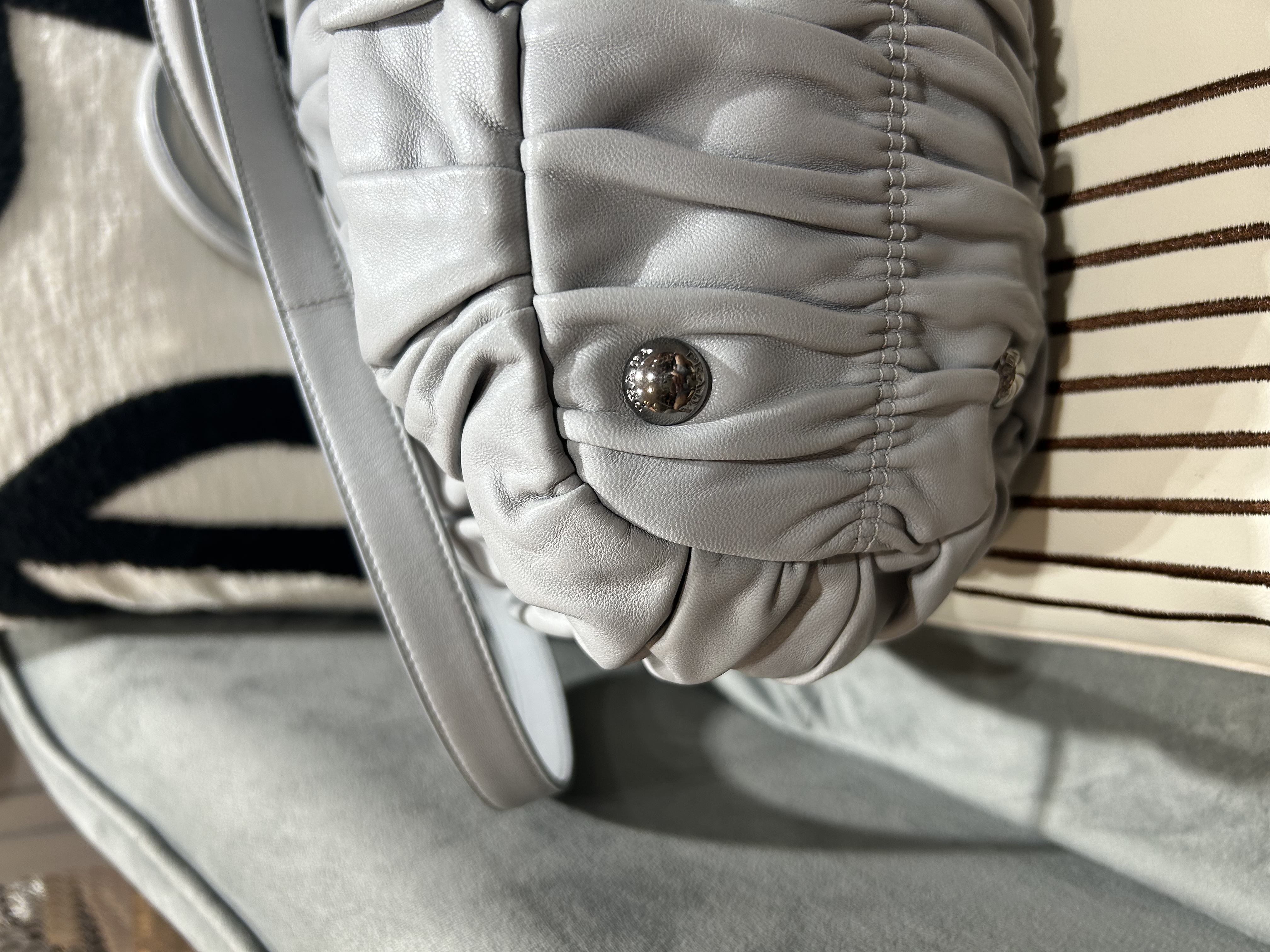 Prada Calfskin 2Way Bag Grey 100%Authentic, 99%New ✅ Certificate✅Dust bag