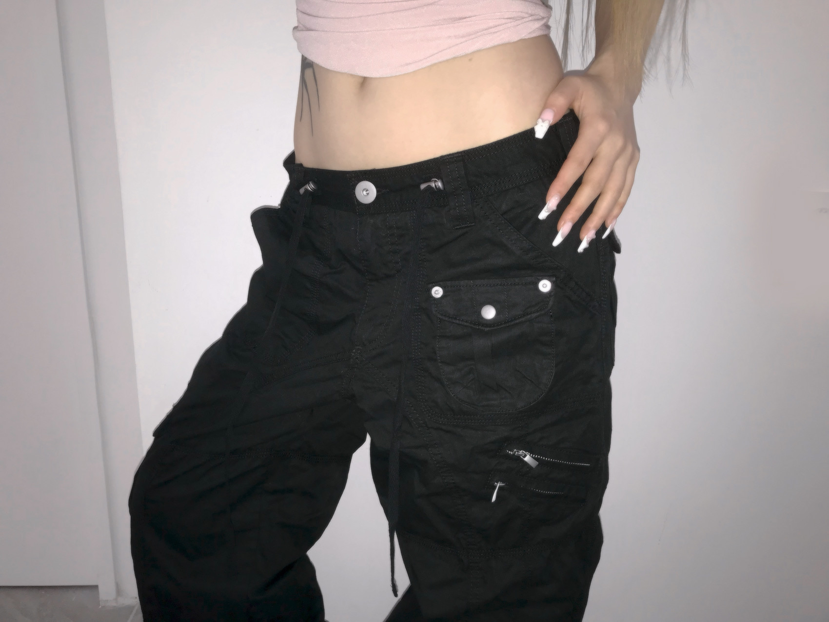 Retro Low-Rise Loose Cargo Pants