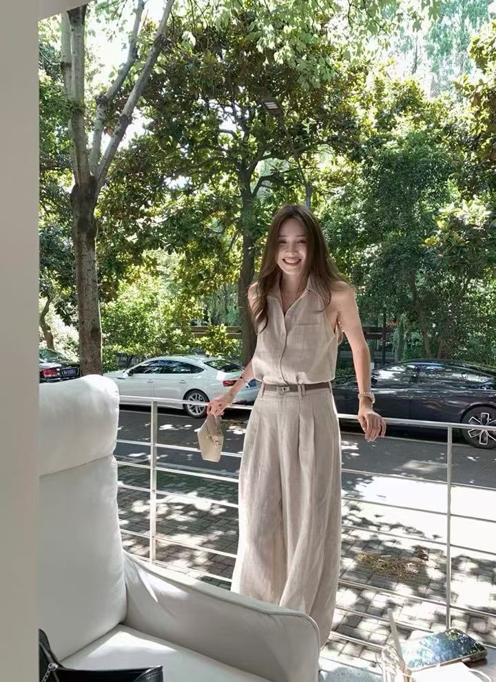 1803 Linen vibe top pants set | 亚麻老钱风套装